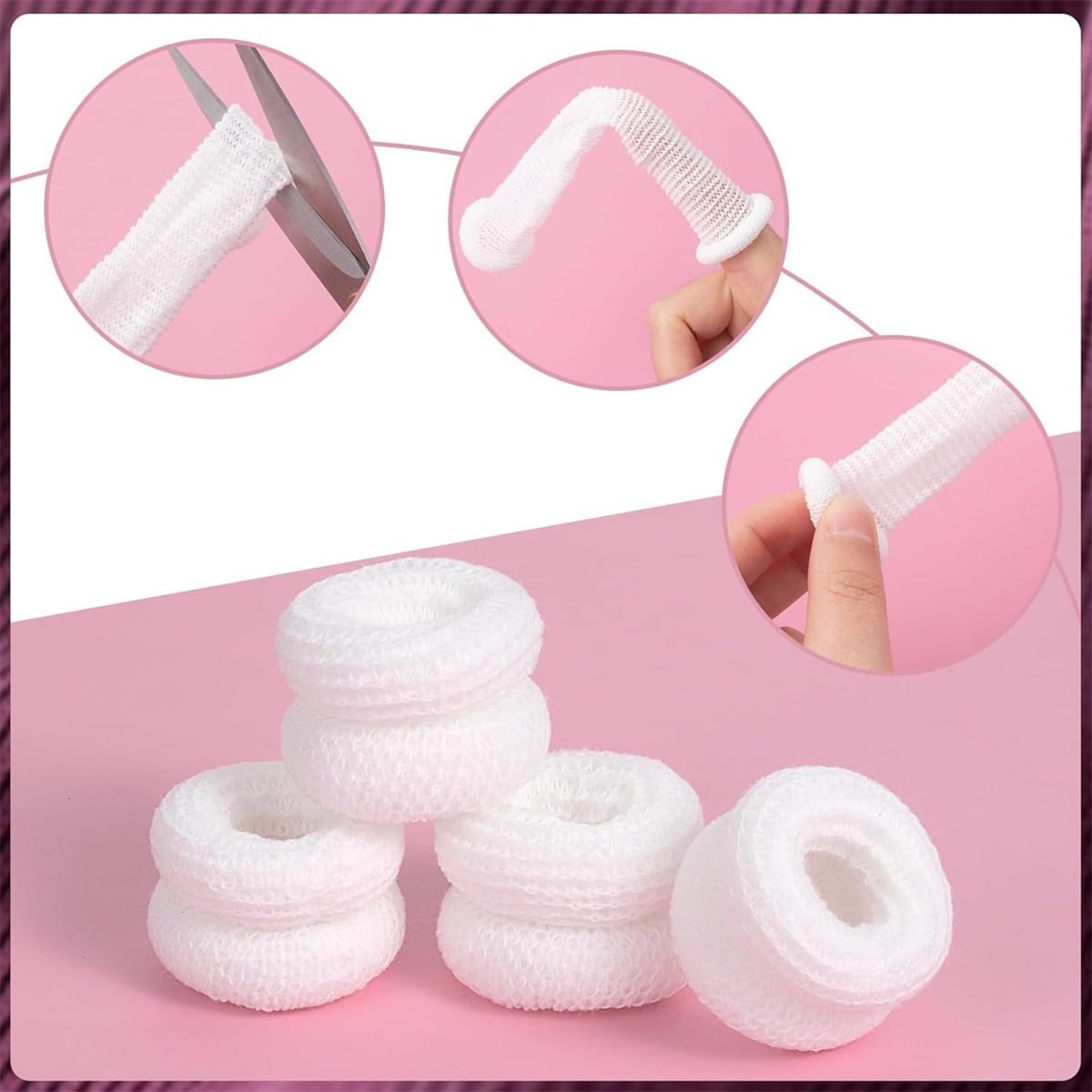 Cotton Finger Cot,Tutuviw 9.8x1 Inch Finger Bandages Protectors,Elastic Thumb Gloves Protectors,Dressing Gauze,Breathable Bandages for Thumb Sprains,Finger Gloves Thumb Covers - White - Image 3