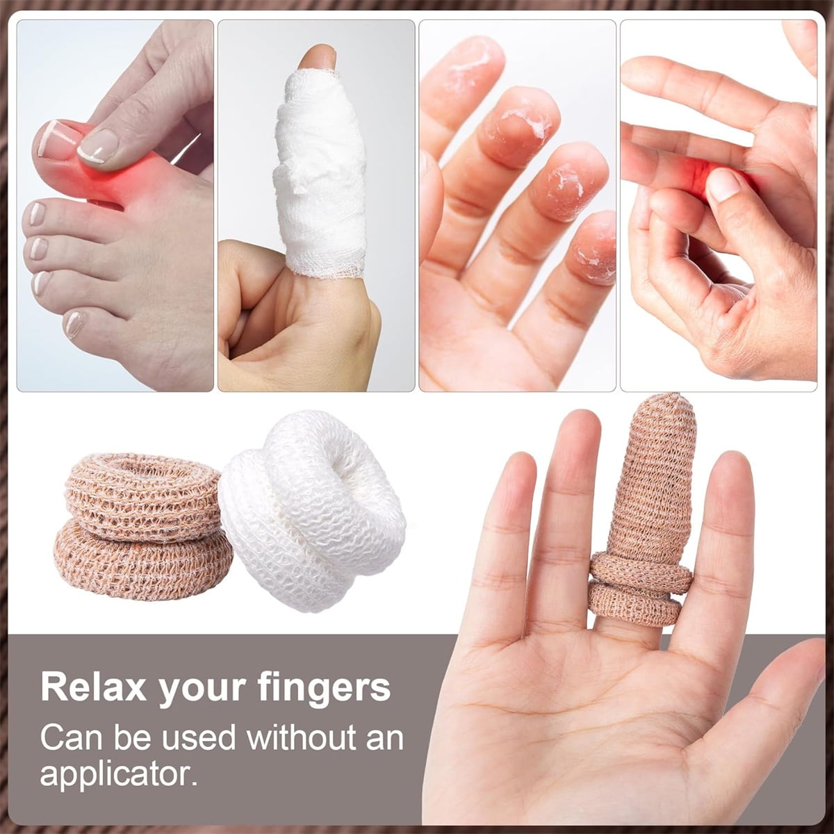 Cotton Finger Cot,Tutuviw 9.8x1 Inch Finger Bandages Protectors,Elastic Thumb Gloves Protectors,Dressing Gauze,Breathable Bandages for Thumb Sprains,Finger Gloves Thumb Covers - White - Image 4