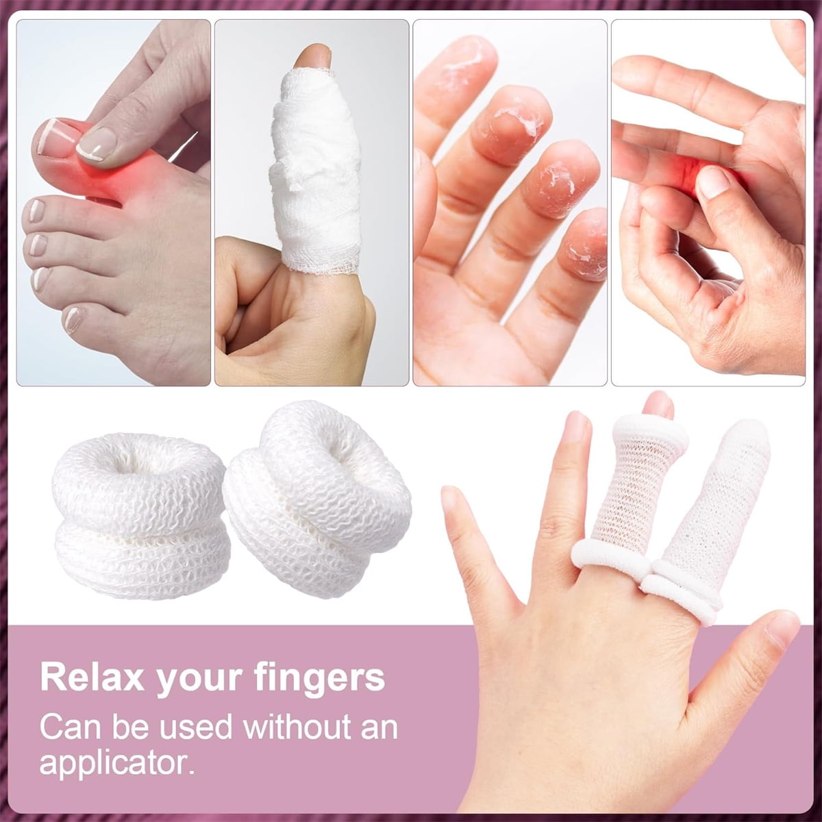 Cotton Finger Cot,Tutuviw 9.8x1 Inch Finger Bandages Protectors,Elastic Thumb Gloves Protectors,Dressing Gauze,Breathable Bandages for Thumb Sprains,Finger Gloves Thumb Covers - White - Image 5