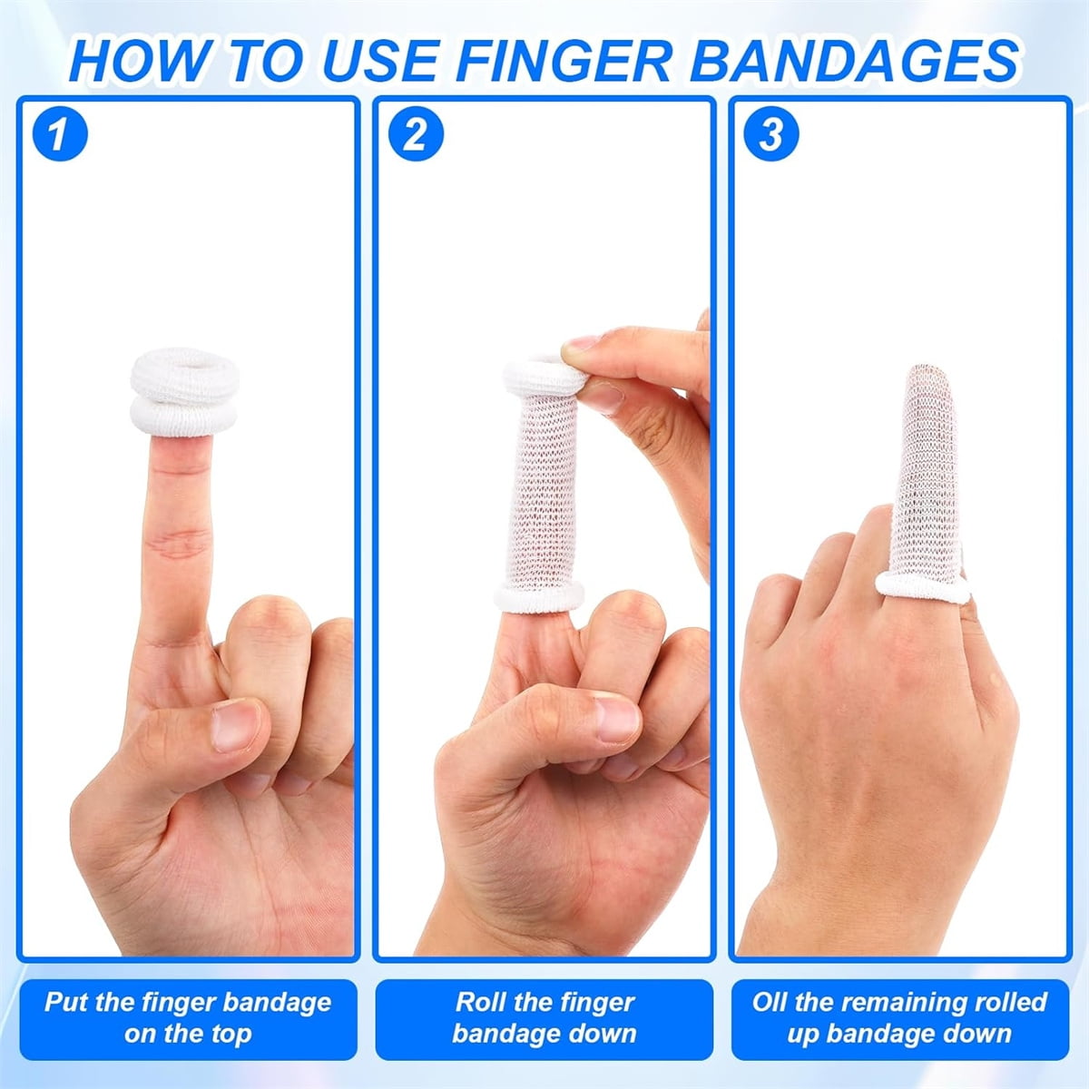Cotton Finger Cot,Tutuviw 9.8x1 Inch Finger Bandages Protectors,Elastic Thumb Gloves Protectors,Dressing Gauze,Breathable Bandages for Thumb Sprains,Finger Gloves Thumb Covers - White - Image 6
