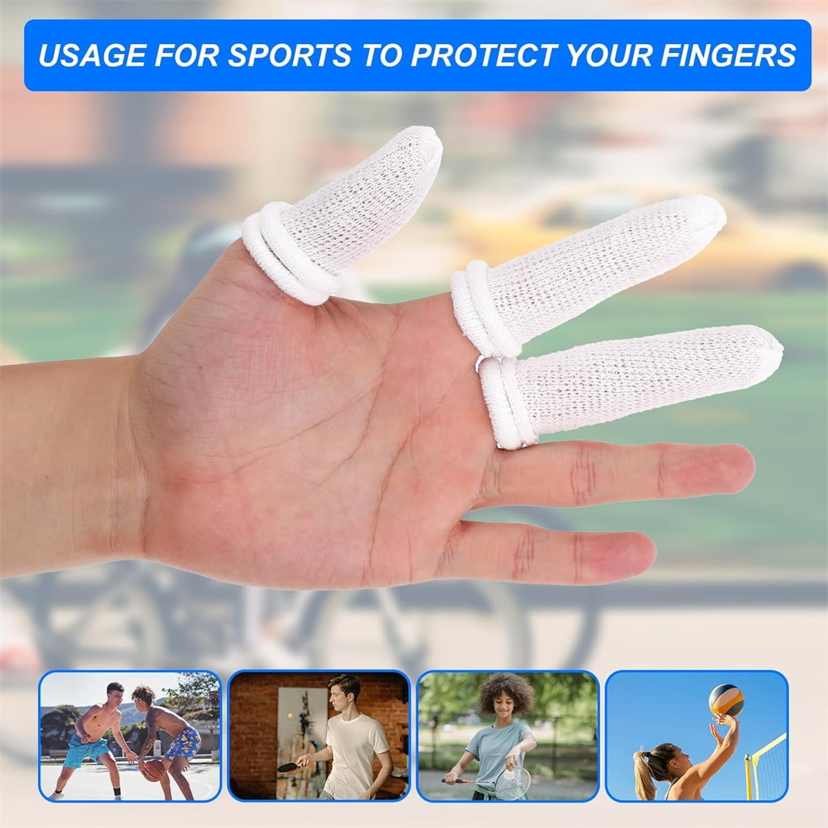 Cotton Finger Cot,Tutuviw 9.8x1 Inch Finger Bandages Protectors,Elastic Thumb Gloves Protectors,Dressing Gauze,Breathable Bandages for Thumb Sprains,Finger Gloves Thumb Covers - White - Image 7