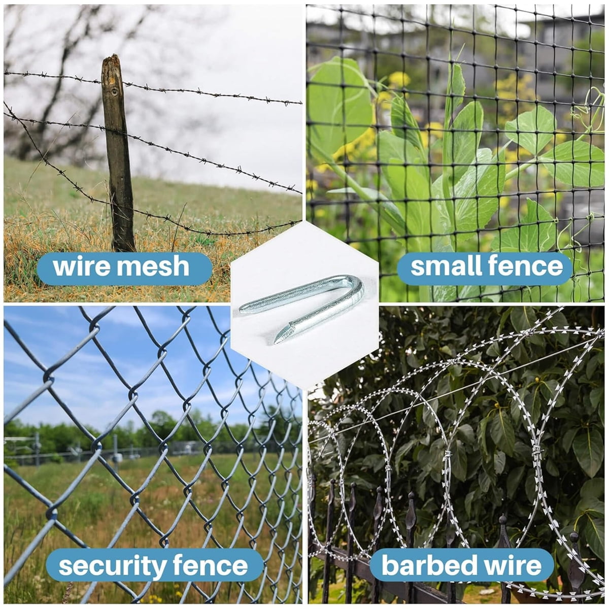 U Fence Staples,Tutuviw 100 Pcs 0.8 x 0.5in Galvanized U Shaped Nails,Steel Wire Fencing Staples,Heavy Duty Staples Fencing Staples,U Nails for Wood Fencing Barbwire Fence (Siver） - Image 6