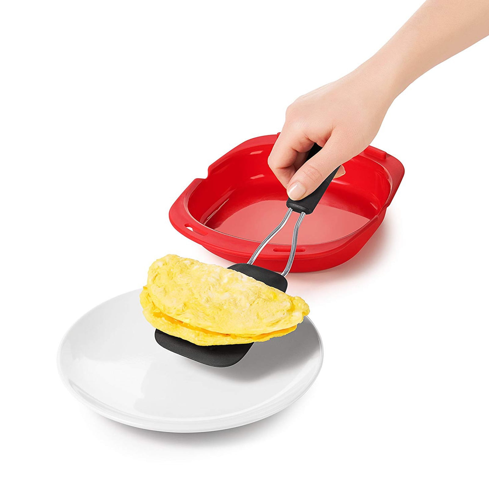 Travelwant Silicone Omelette Maker Microwave Oven Non Stick Omelette Maker Egg Roll Baking Plate Pan Omelette Maker Red - Image 5