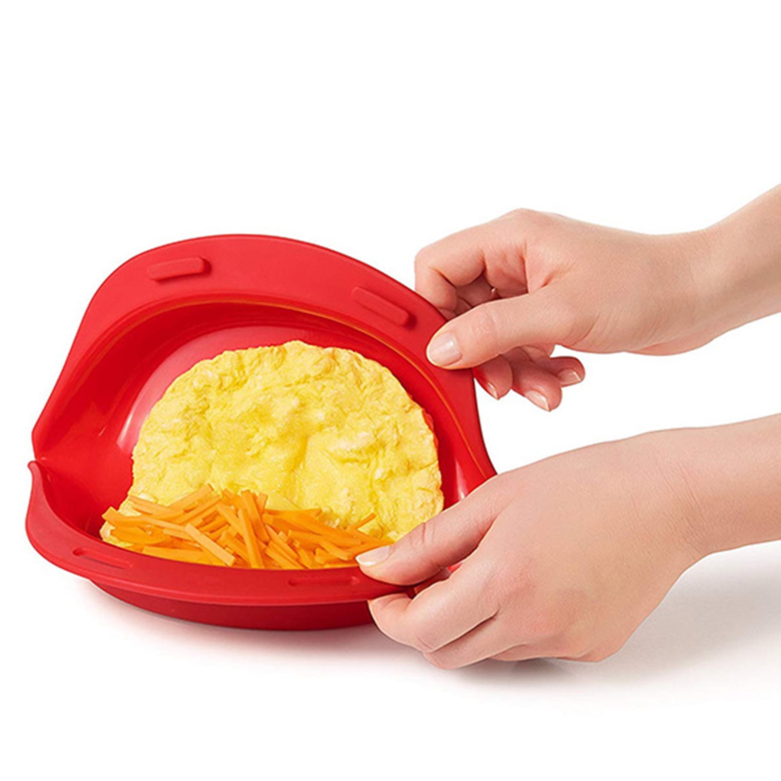 Travelwant Silicone Omelette Maker Microwave Oven Non Stick Omelette Maker Egg Roll Baking Plate Pan Omelette Maker Red - Image 8