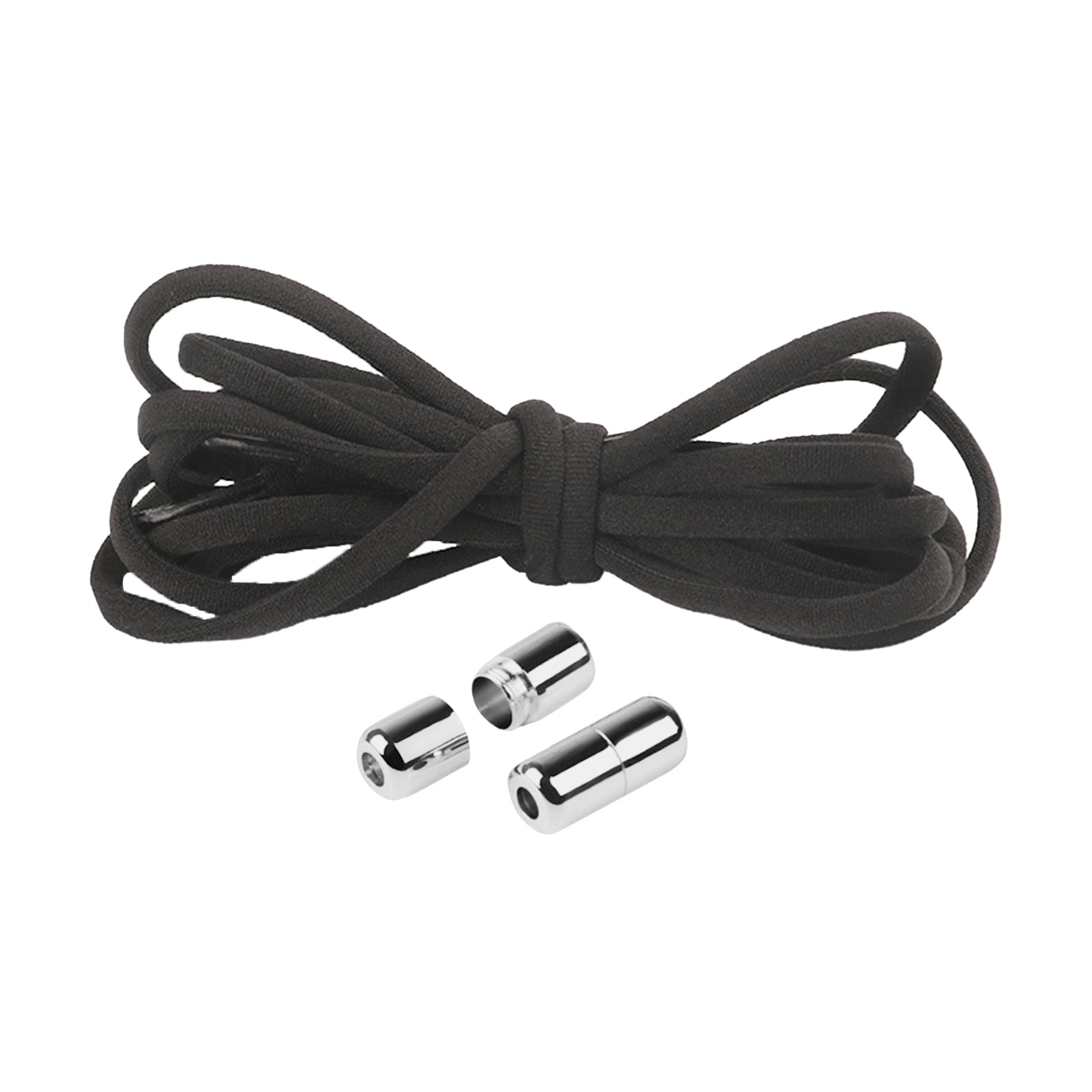 harmtty 1 Pair Sneaker Shoelaces Wear-resistant Elastic with Metal Buckles Lock Shoe Laces for Slip On Shoes Black - Image 2