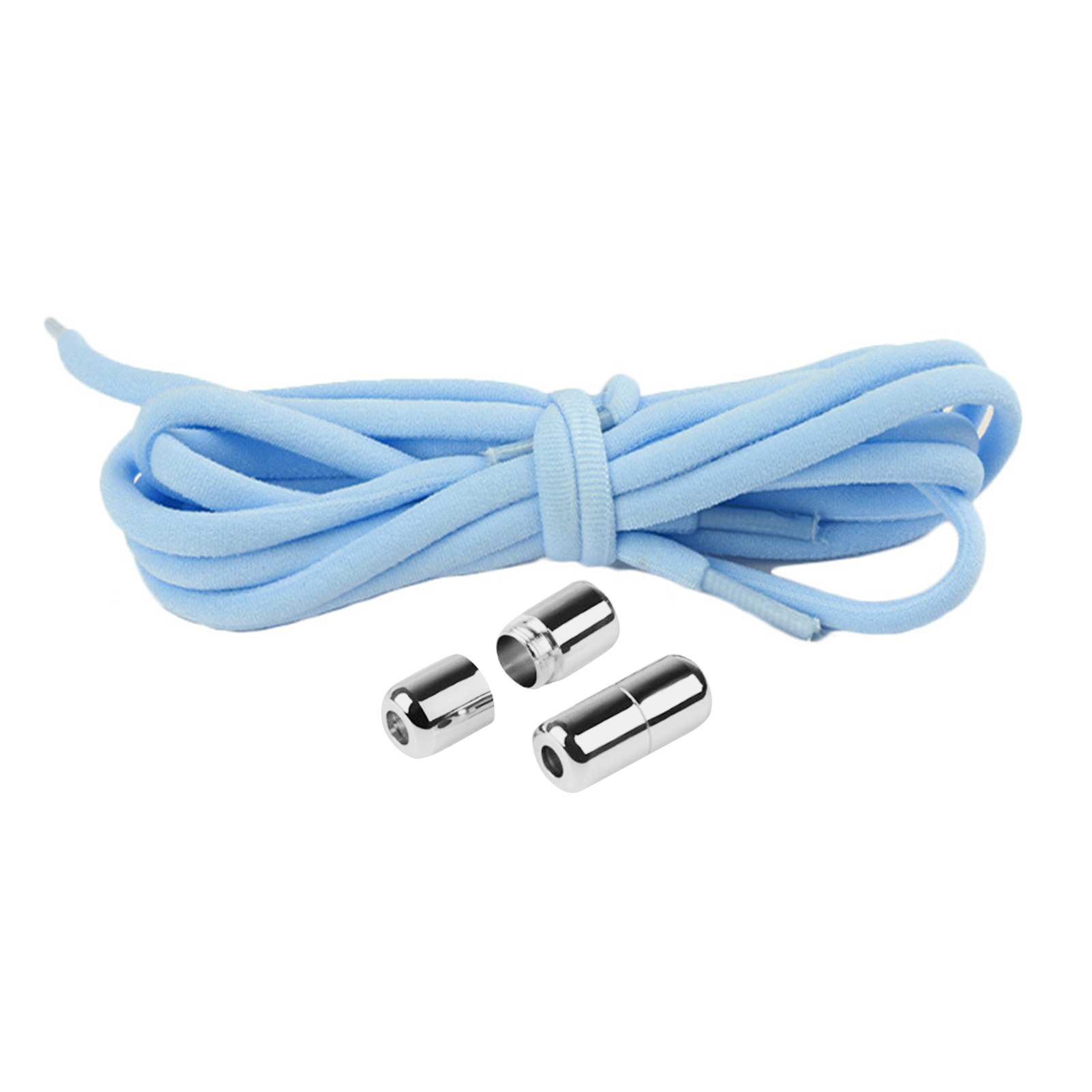 harmtty 1 Pair Sneaker Shoelaces Wear-resistant Elastic with Metal Buckles Lock Shoe Laces for Slip On Shoes,Black Blue - Image 2
