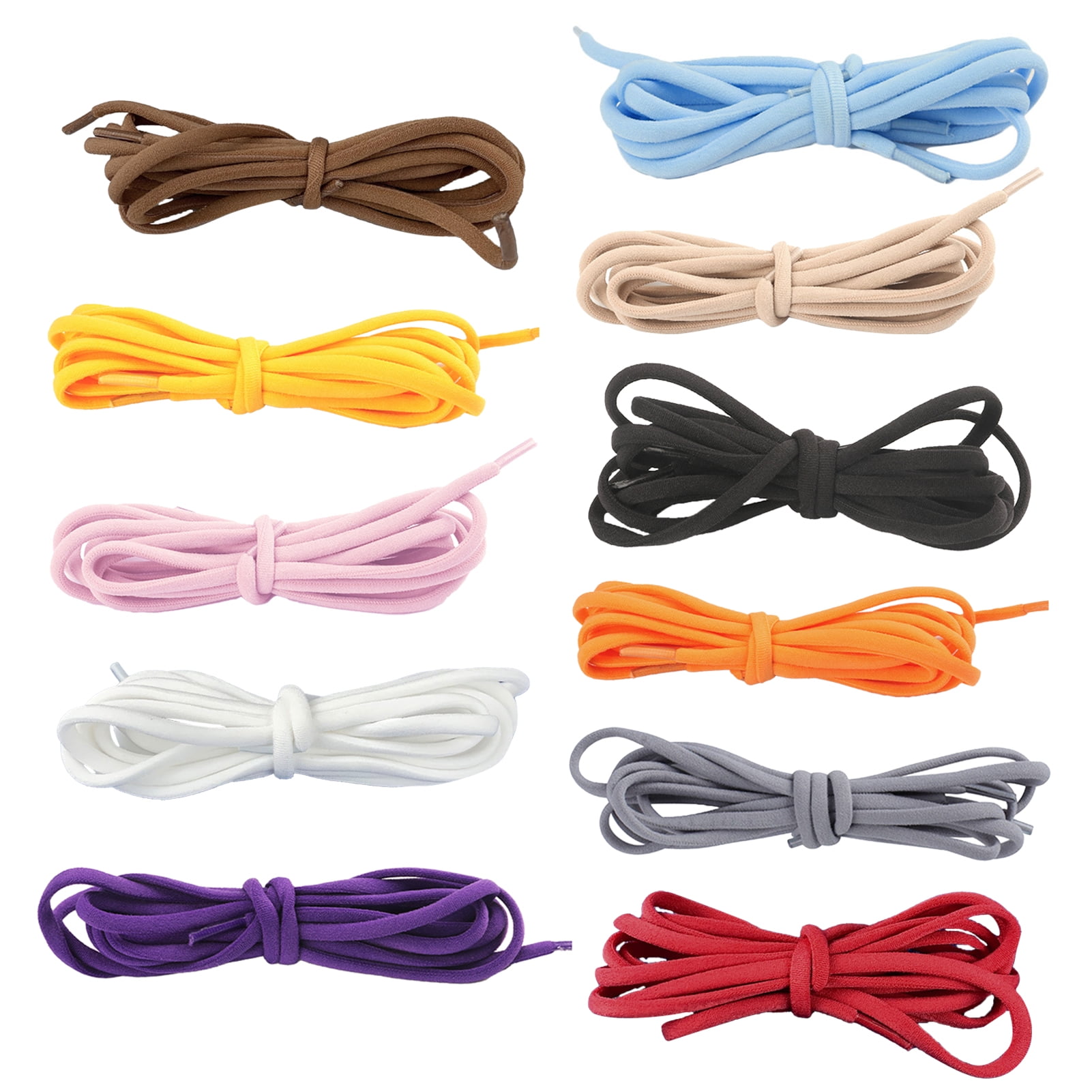 harmtty 1 Pair Sneaker Shoelaces Wear-resistant Elastic with Metal Buckles Lock Shoe Laces for Slip On Shoes,Black Brown - Image 1