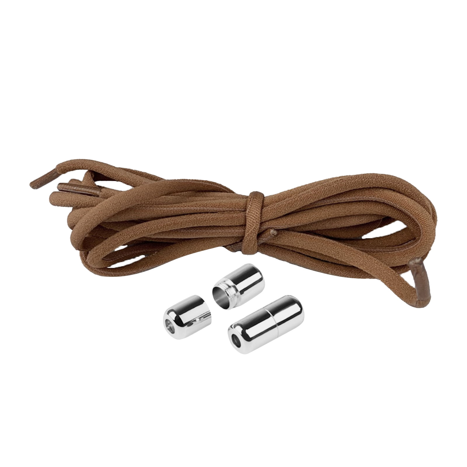harmtty 1 Pair Sneaker Shoelaces Wear-resistant Elastic with Metal Buckles Lock Shoe Laces for Slip On Shoes,Black Brown - Image 2