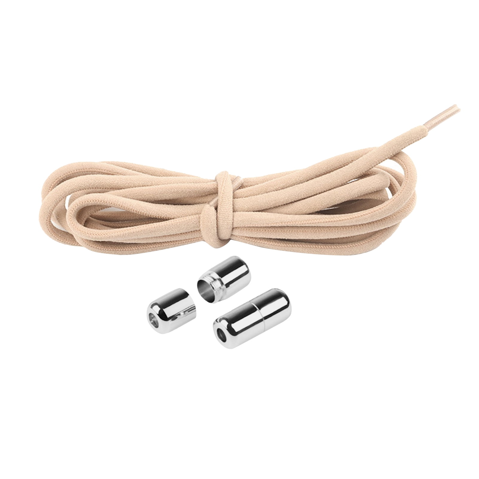 harmtty 1 Pair Sneaker Shoelaces Wear-resistant Elastic with Metal Buckles Lock Shoe Laces for Slip On Shoes,Black Khaki - Image 2