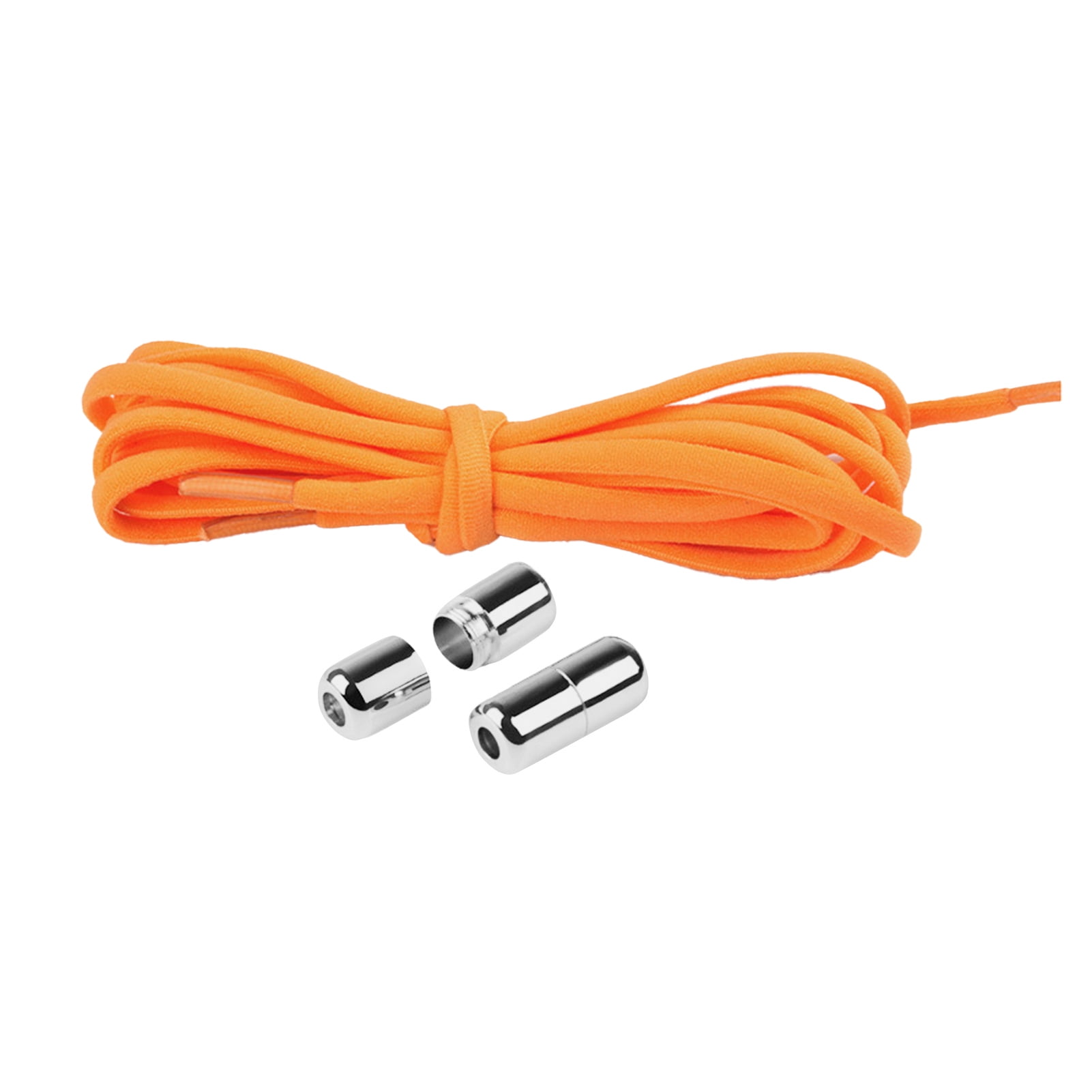 harmtty 1 Pair Sneaker Shoelaces Wear-resistant Elastic with Metal Buckles Lock Shoe Laces for Slip On Shoes,Black Orange - Image 2