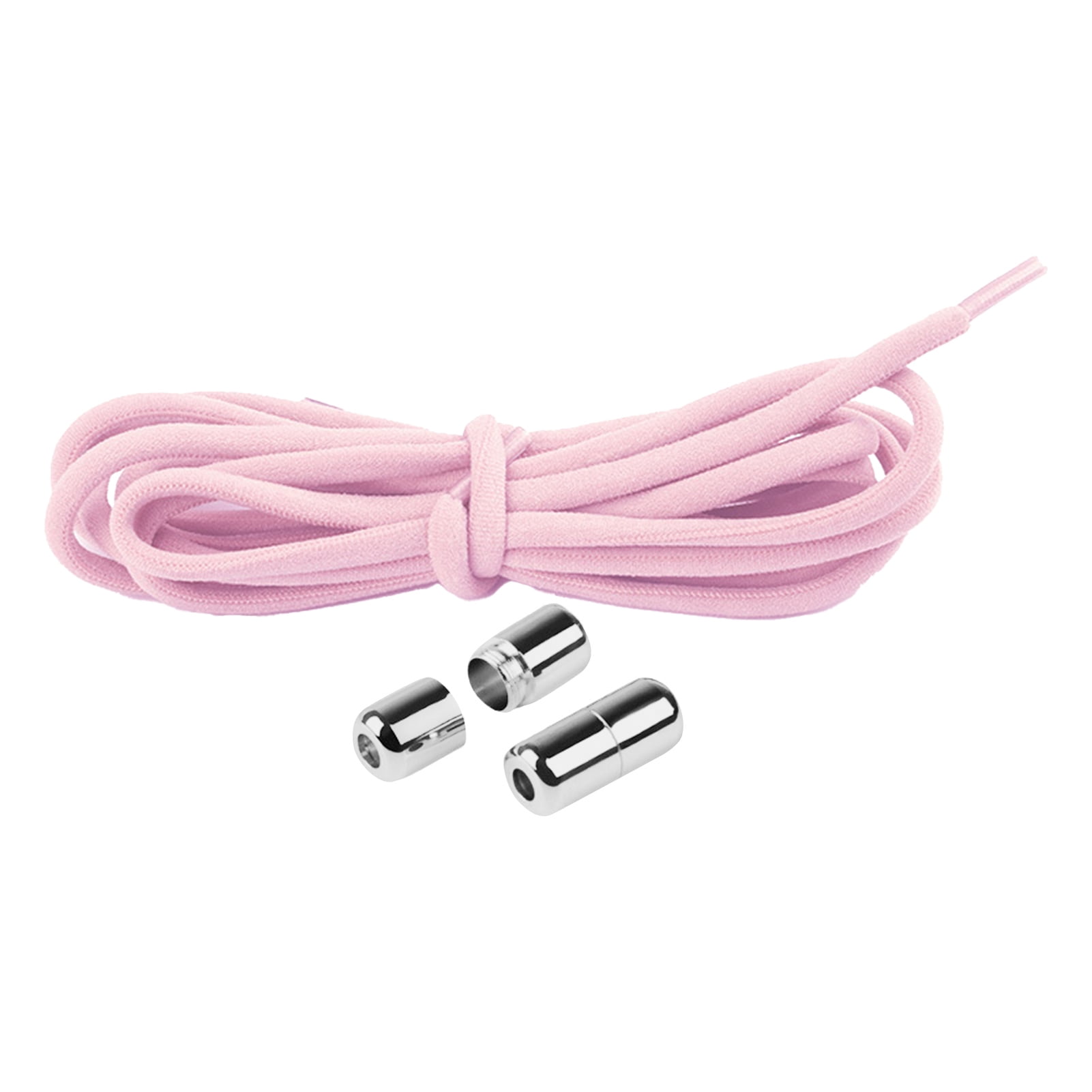 harmtty 1 Pair Sneaker Shoelaces Wear-resistant Elastic with Metal Buckles Lock Shoe Laces for Slip On Shoes,Black Pink - Image 2