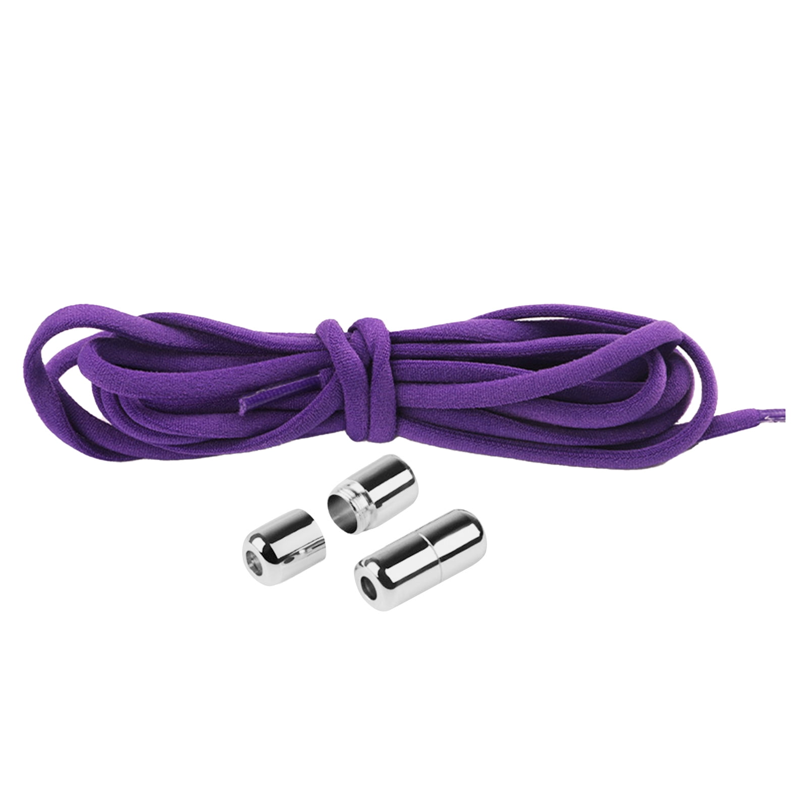 harmtty 1 Pair Sneaker Shoelaces Wear-resistant Elastic with Metal Buckles Lock Shoe Laces for Slip On Shoes,Black Purple - Image 2