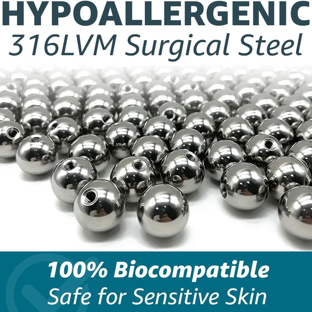Piercing Balls 14g, 16g Externally Threaded - Use For Anti Eyebrow, Ear Lobe, Cartilage,, Helix, Labret Stud Lip Rings, Snake Bites, Septum Balls Piercing Jewelry Parts - Screw-on Barbell Bar, Post - Image 3