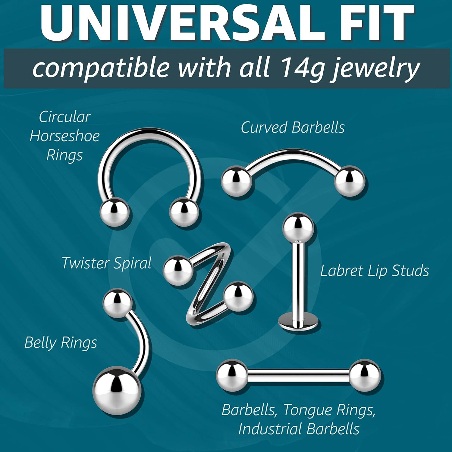 Piercing Balls 14g, 16g Externally Threaded - Use For Anti Eyebrow, Ear Lobe, Cartilage,, Helix, Labret Stud Lip Rings, Snake Bites, Septum Balls Piercing Jewelry Parts - Screw-on Barbell Bar, Post - Image 5