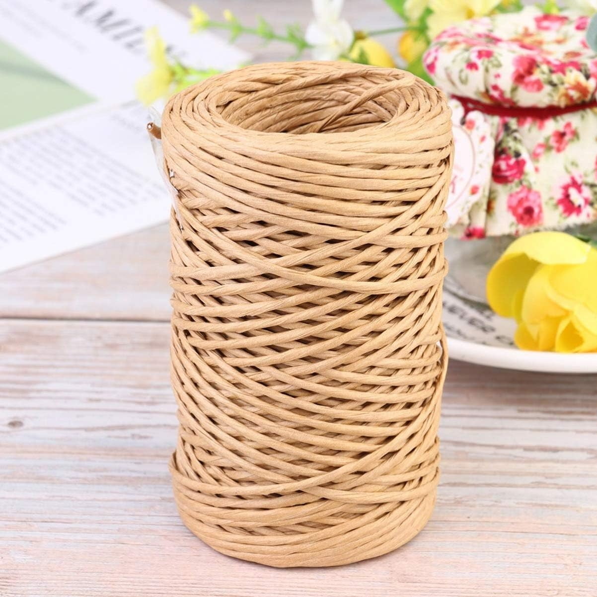 1Roll Floral Vine Bind Wire,164FT Portable Bind Wire Twine for Wreath,QZS Brown Floral Wrapping Supplies for Art Craft Projects Beige - Image 6