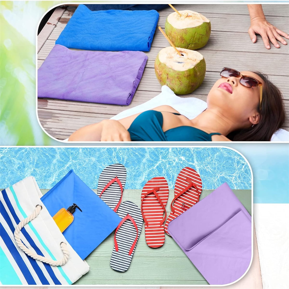 Tutuviw Chamois Towel Quick Dry for Swimmers,2Pcs Microfiber Shammy Towel,Lightweight Chamois Towel for Diving Triathlons,Other Water Sports Beach Shower Pool Gym Camping (13 x 17in, Blue,Green) - Image 7