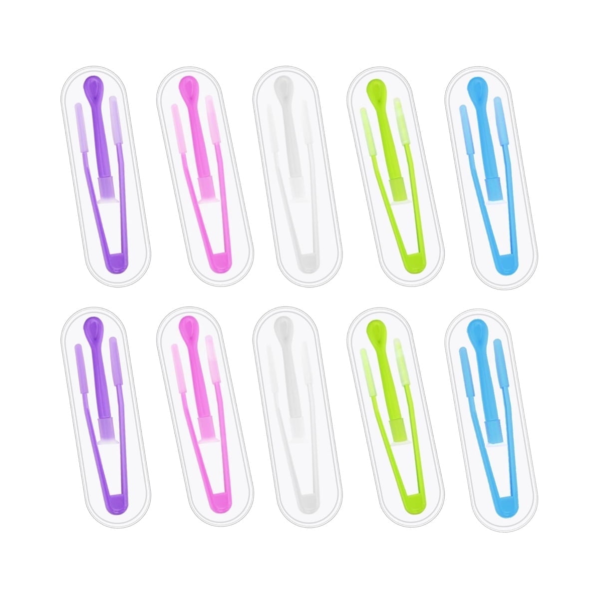 10Pack Portable Soft Contact Lens Remover Tool,QZS Contact Applicator & Inserter with Tip,Includes Tweezers & Soft Scoop for Home & Travel - Image 1