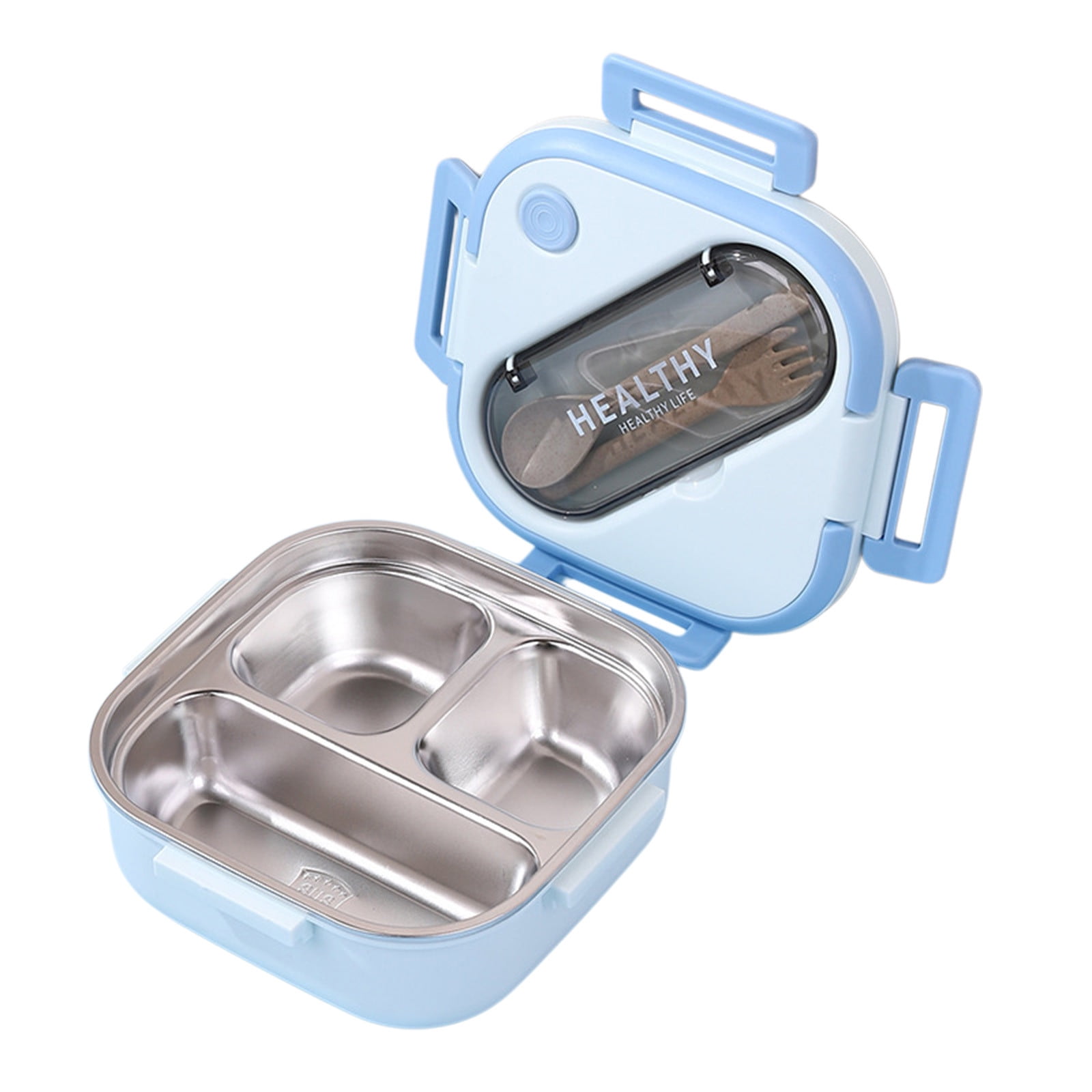 Aespoir Lunch Box, Toddler Lunch Box, Leak-Proof, Four-Sided Clasp for School,Camping,Travel, 7.5x7.5x3 In Light Blue - Image 1