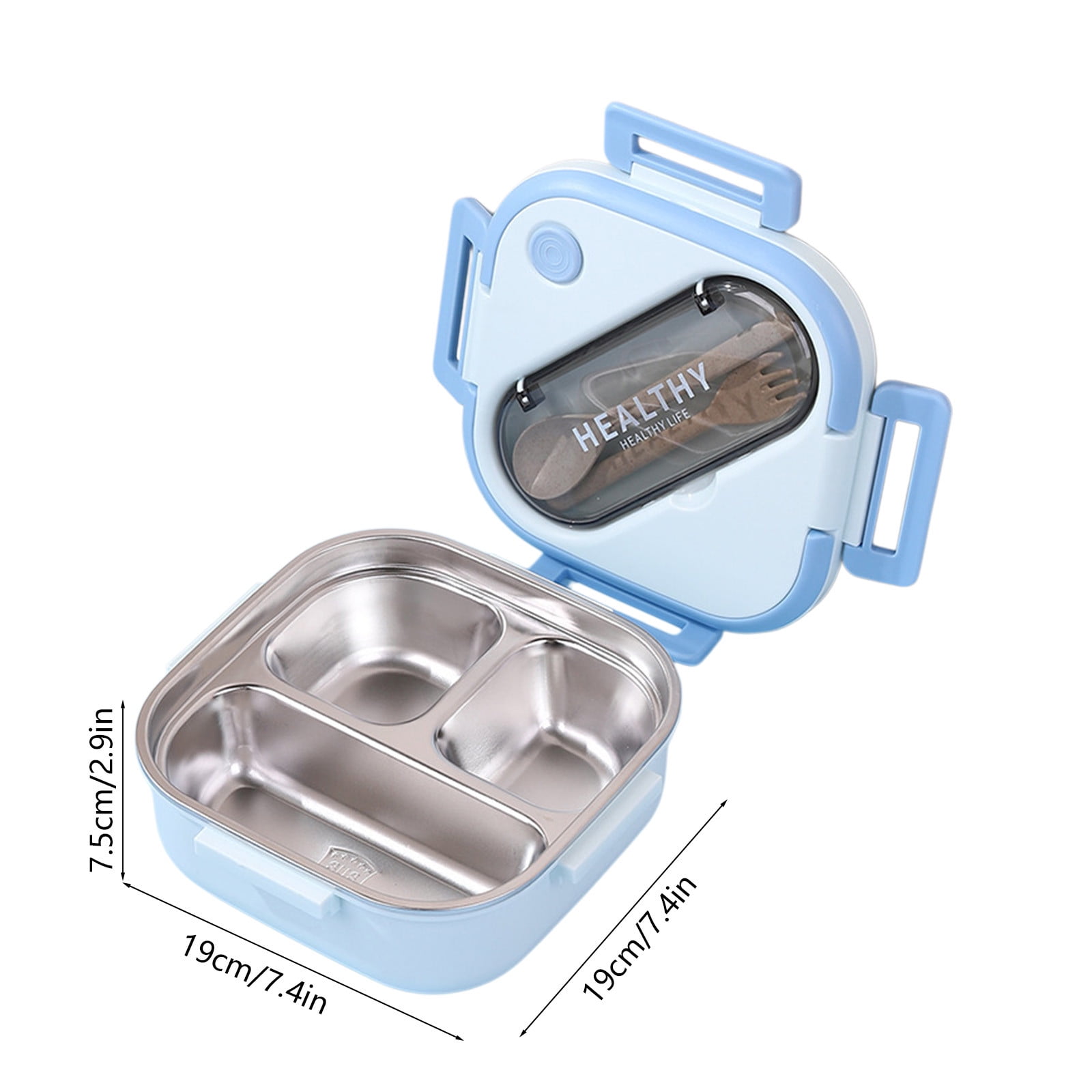 Aespoir Lunch Box, Toddler Lunch Box, Leak-Proof, Four-Sided Clasp for School,Camping,Travel, 7.5x7.5x3 In Light Blue - Image 3
