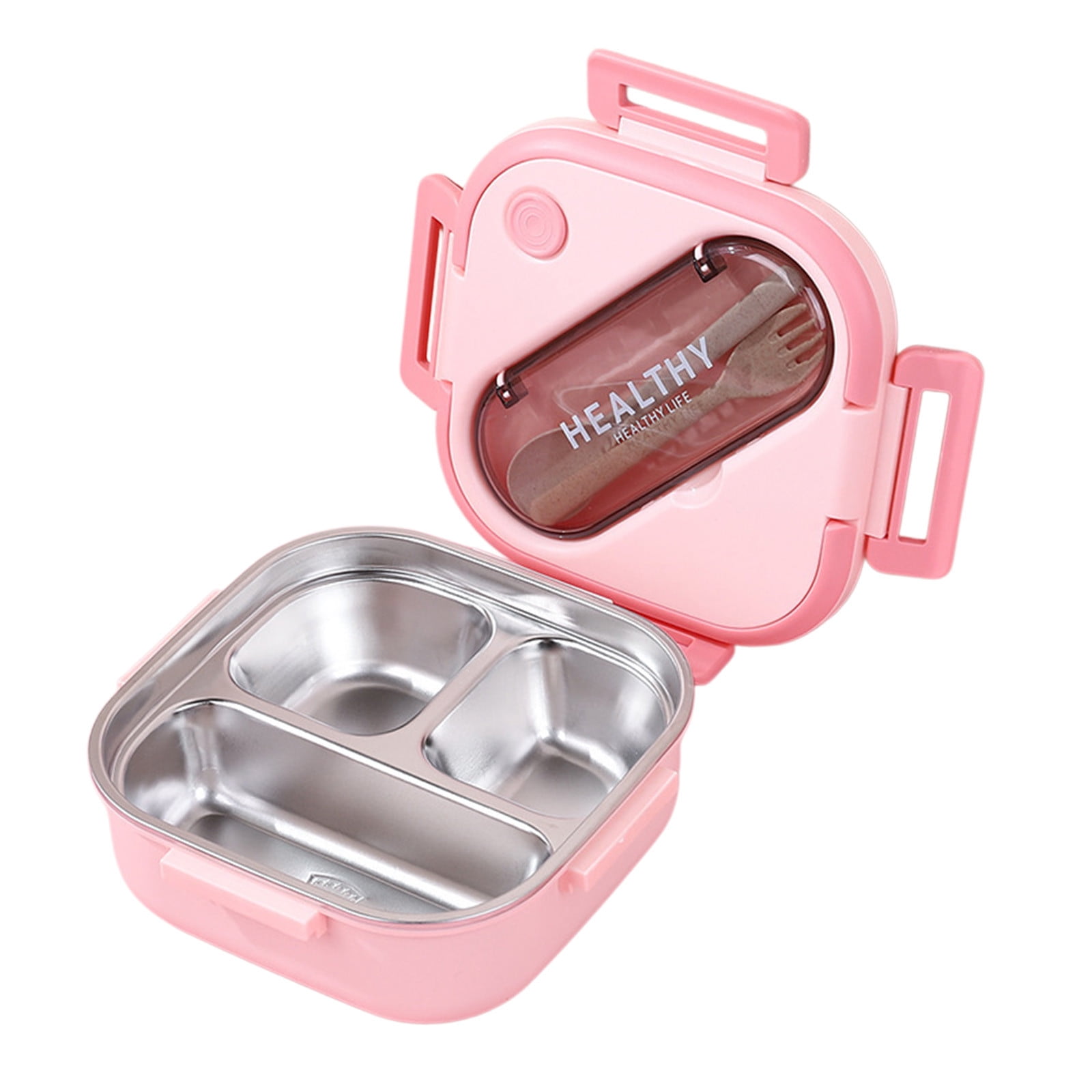 Aespoir Lunch Box, Toddler Lunch Box, Leak-Proof, Four-Sided Clasp for School,Camping,Travel, 7.5x7.5x3 In,Light Blue Pink - Image 1