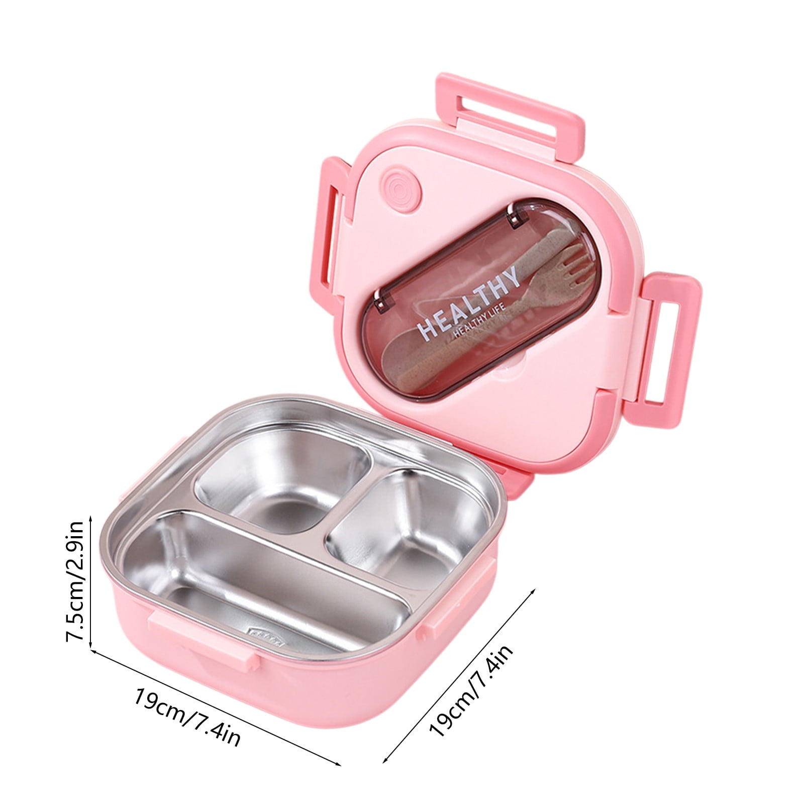 Aespoir Lunch Box, Toddler Lunch Box, Leak-Proof, Four-Sided Clasp for School,Camping,Travel, 7.5x7.5x3 In,Light Blue Pink - Image 3