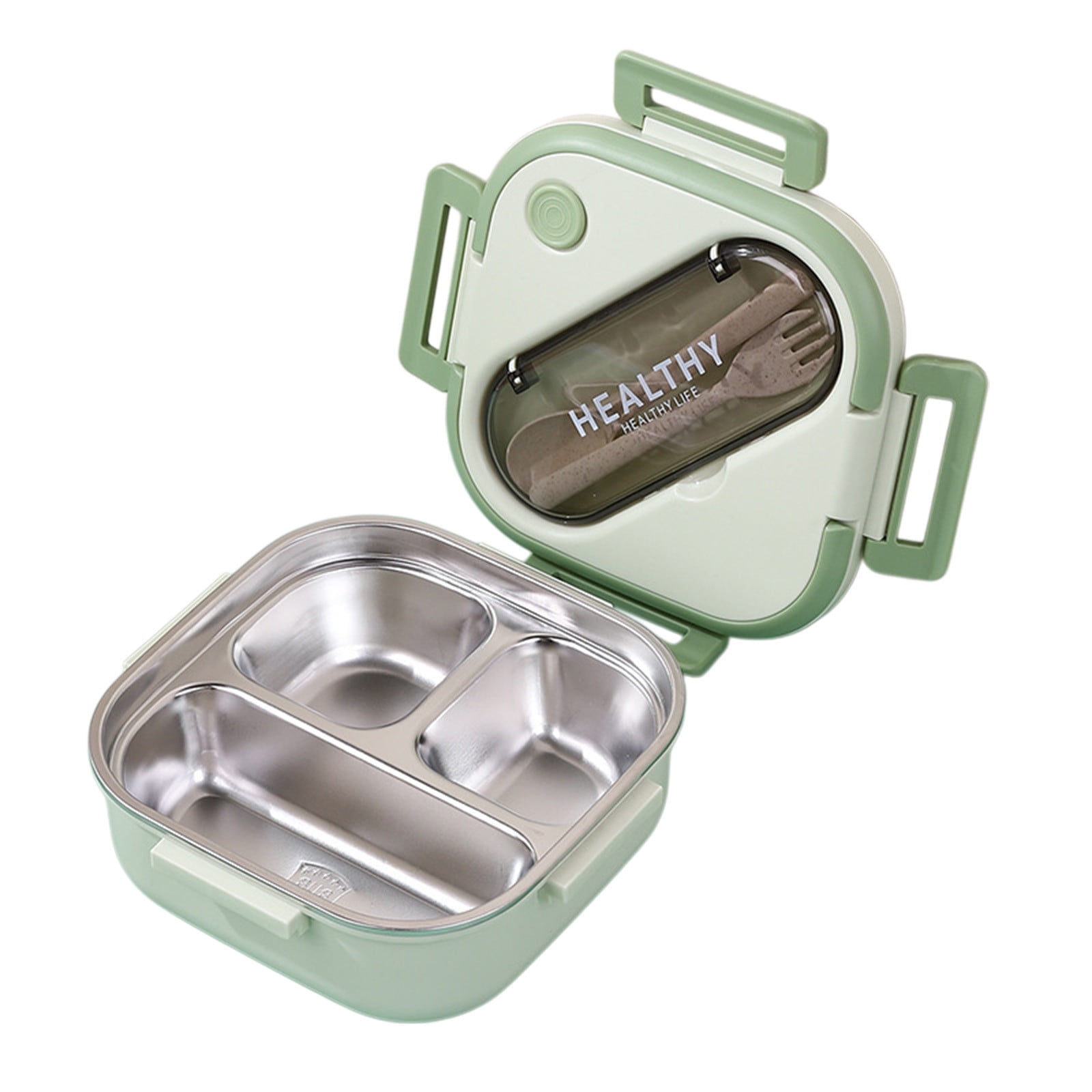 Aespoir Lunch Box, Toddler Lunch Box, Leak-Proof, Four-Sided Clasp for School,Camping,Travel, 7.5x7.5x3 In,Purple Green - Image 2