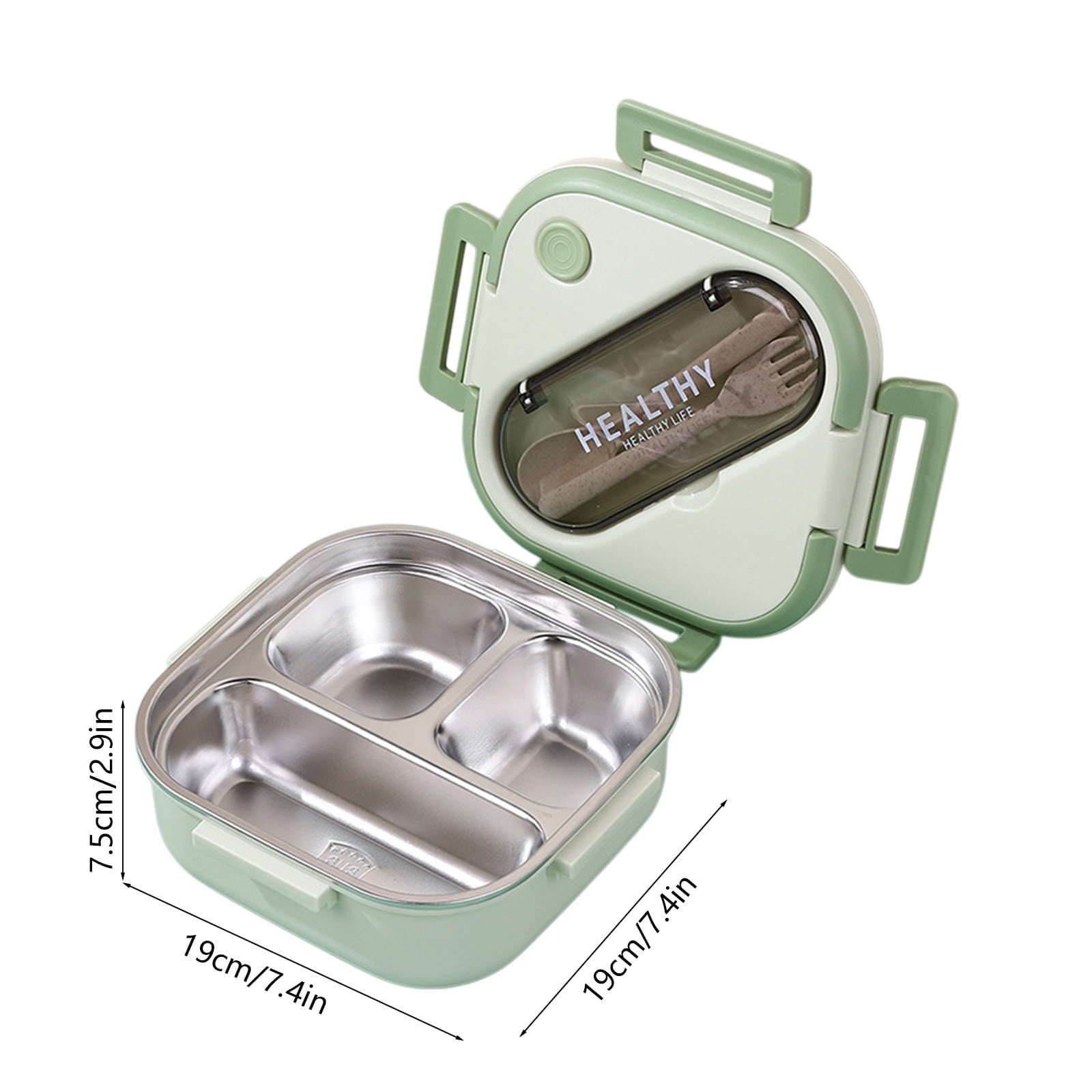 Aespoir Lunch Box, Toddler Lunch Box, Leak-Proof, Four-Sided Clasp for School,Camping,Travel, 7.5x7.5x3 In,Purple Green - Image 3