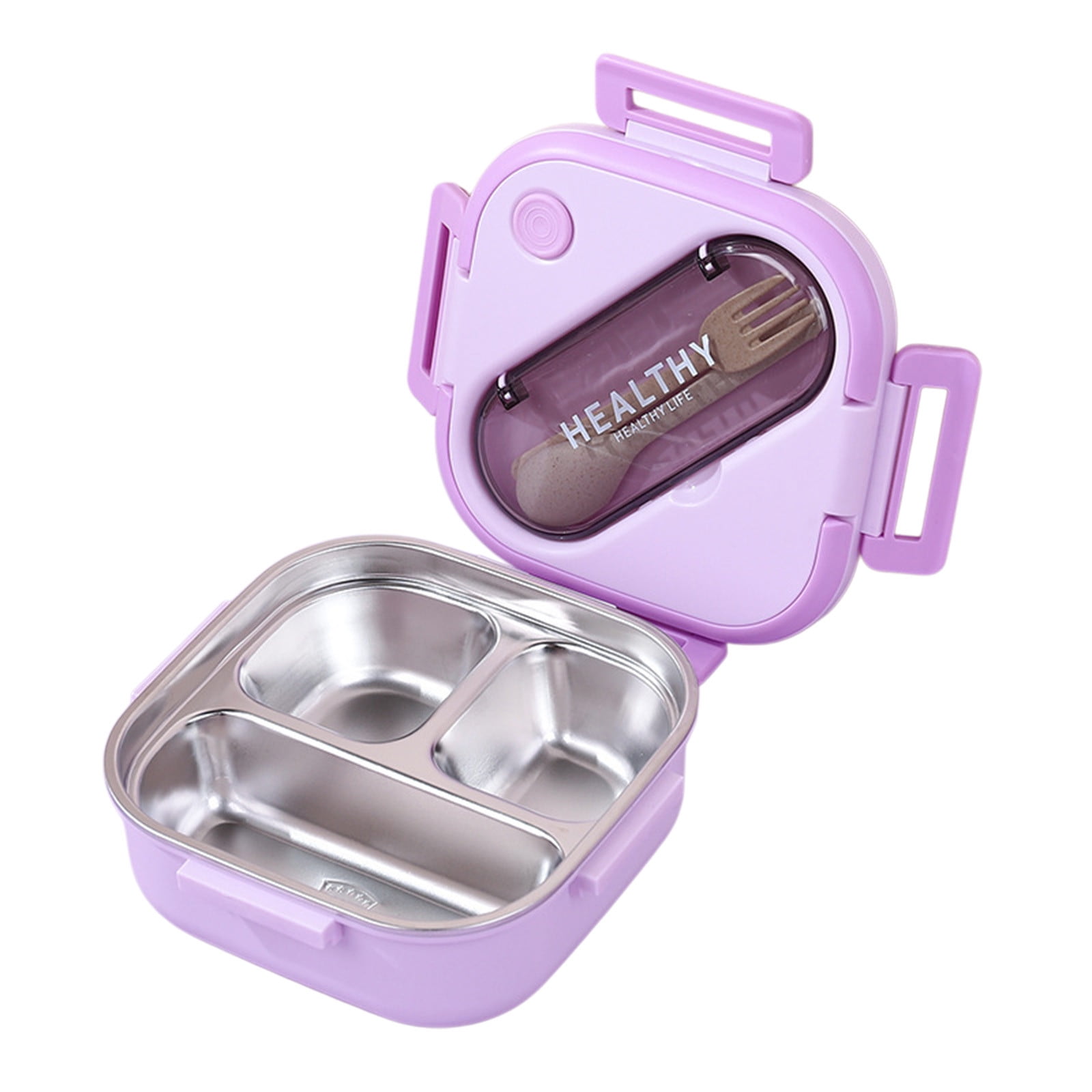 Aespoir Lunch Box, Toddler Lunch Box, Leak-Proof, Four-Sided Clasp for School,Camping,Travel, 7.5x7.5x3 In Purple - Image 1
