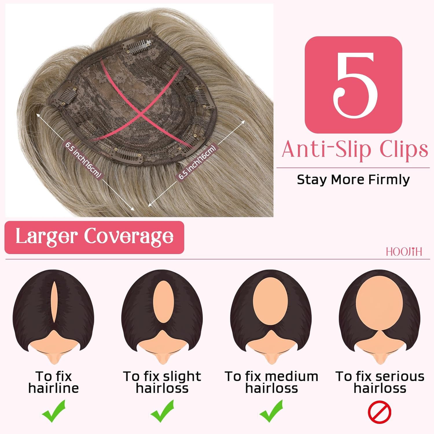 Long Layered Hair Topper with Bangs for Women with Thinning Hair, 14 Inch Slightly Curled Ends Synthetic Fiber Wiglets - Gray with Warm Brown Mixed Gray with Warm Brown Mixed 14 - Image 2
