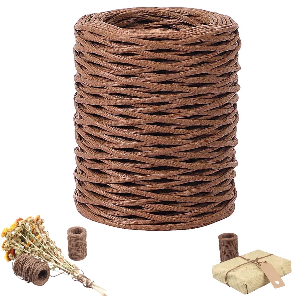 1 Rolls Floral Bind Wire Wrap Twine,Tutuviw Vine Wire Waterproof Paper Wrapped Rope Metal Wire for Flower Bouquets Flower Crowns, Artificial Flower Making, DIY Projects,Wedding Decorating (Brown) Brown - Image 1