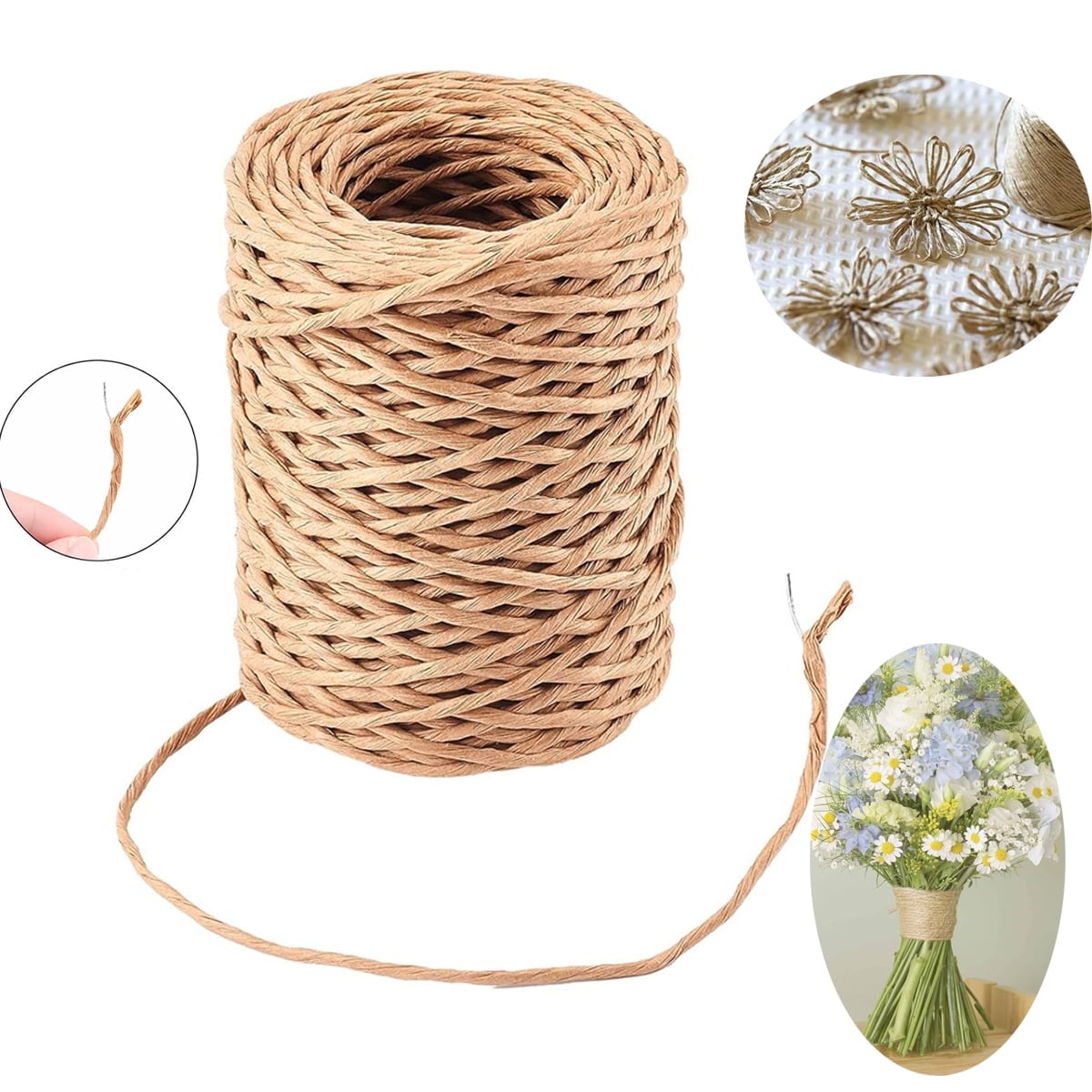 1 Rolls Floral Bind Wire Wrap Twine,Tutuviw Vine Wire Waterproof Paper Wrapped Rope Metal Wire for Flower Bouquets Flower Crowns, Artificial Flower Making, DIY Projects,Wedding Decorating (Brown) Light Brown - Image 1