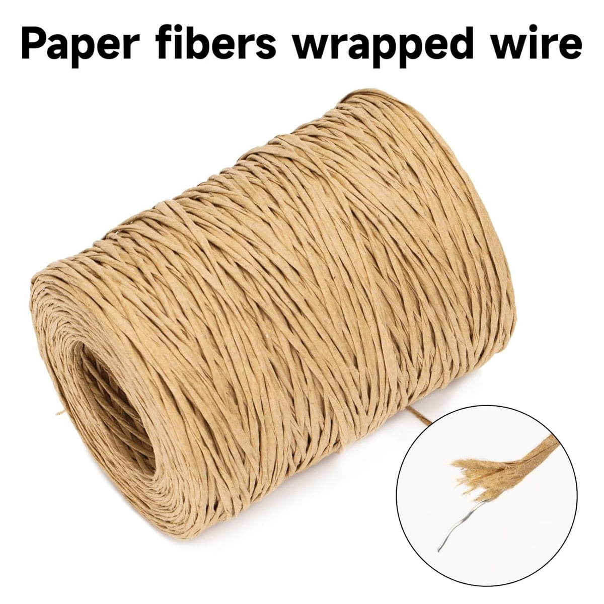 1 Rolls Floral Bind Wire Wrap Twine,Tutuviw Vine Wire Waterproof Paper Wrapped Rope Metal Wire for Flower Bouquets Flower Crowns, Artificial Flower Making, DIY Projects,Wedding Decorating (Brown) Light Brown - Image 2