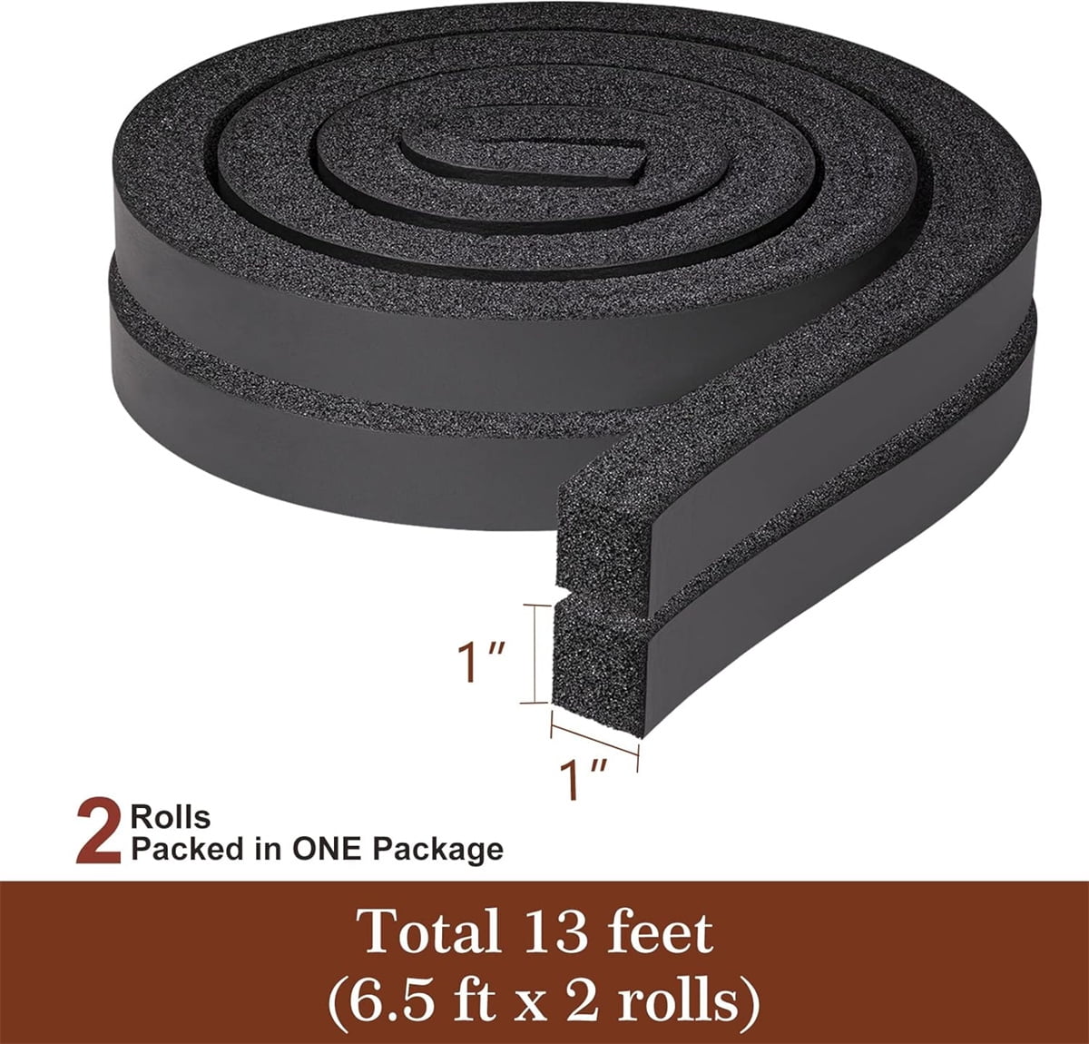 2 Roll 13FT Air Conditioner Foam Strip,Tutuviw 1 X 1 Inch Foam Weather Stripping,Non Adhesive Insulating Strip,High Resilience Weatherseal Tape Energy Saving for Window Door Summer - Image 2