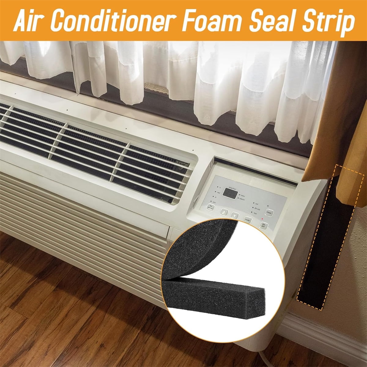 2 Roll 13FT Air Conditioner Foam Strip,Tutuviw 1 X 1 Inch Foam Weather Stripping,Non Adhesive Insulating Strip,High Resilience Weatherseal Tape Energy Saving for Window Door Summer - Image 5
