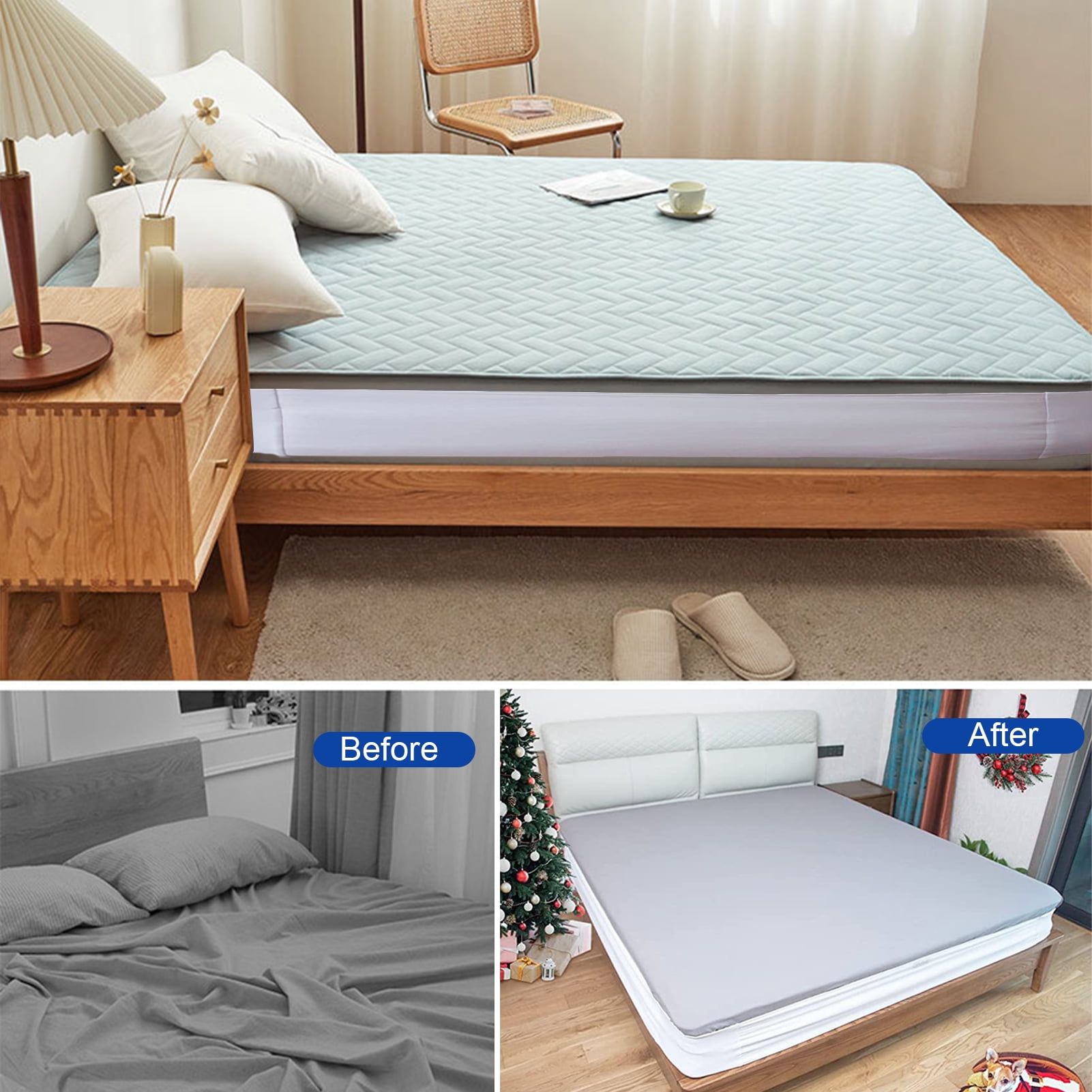 harmtty Bed Sheet Holder Elastic Non-slip Time Saving Fully-encased Design Sheet Fixing 360 Degree Surround Sheet Fastening Cover for Bedroom White - Image 3