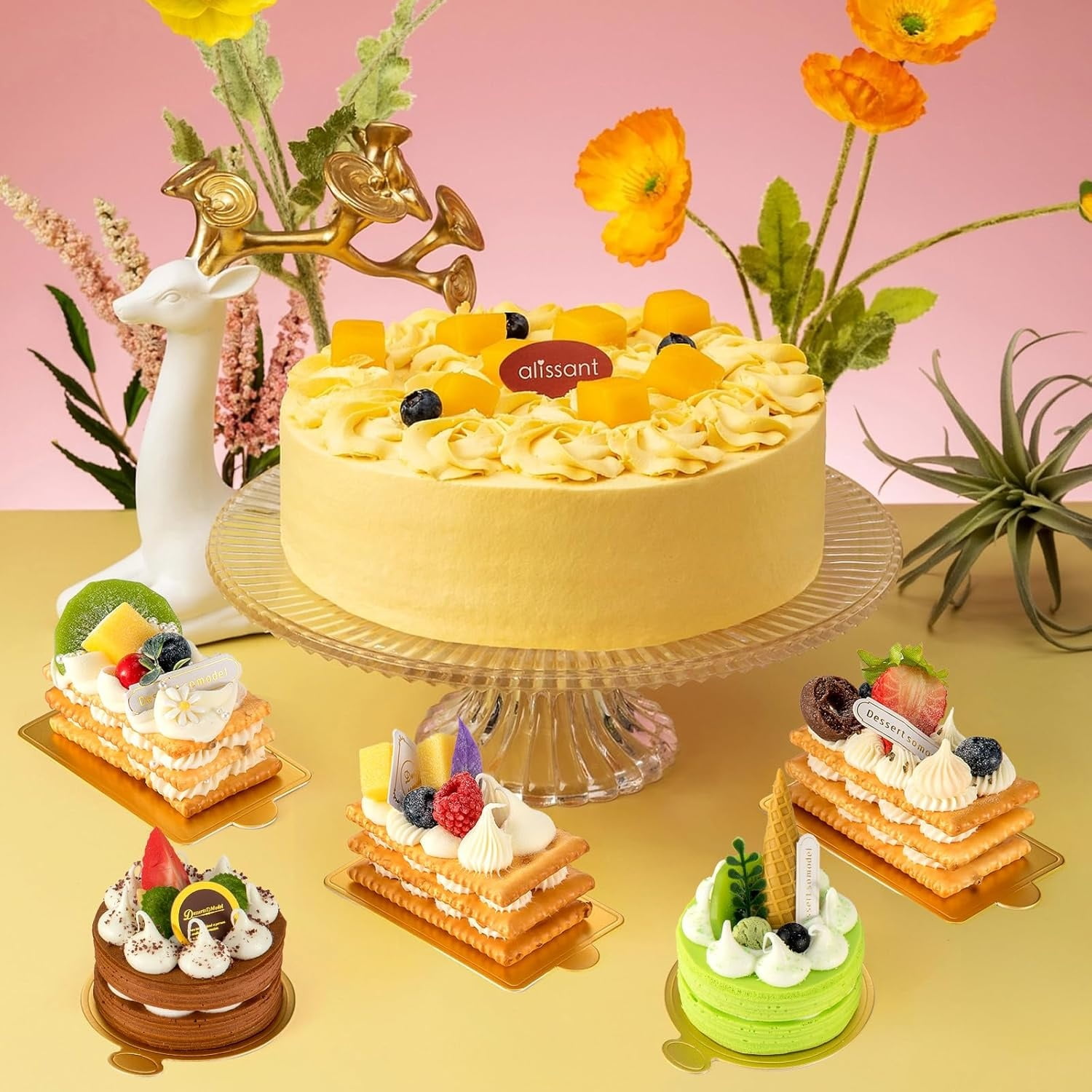 Gold Round Cake Base,Set of 50 Durable Round Mini Dessert Boards,QZS Portable Mousse Base,Mousse Paper Board,Cupcake Trays for Dessert Display.3.2In 3.2