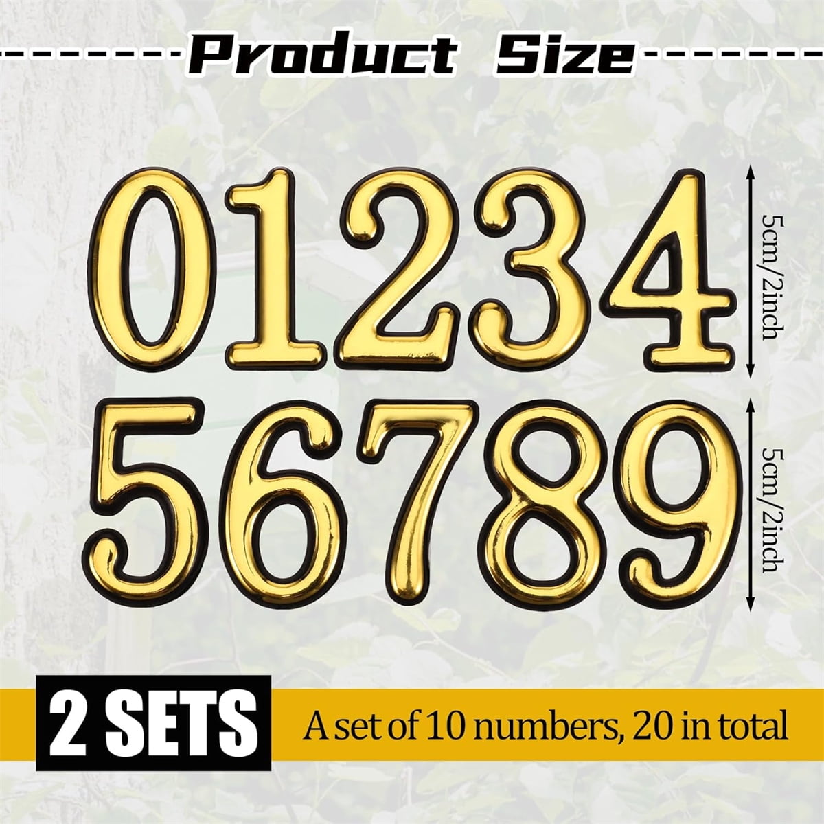 Tutuviw 20 Pcs Mail Box Numbers for Mailbox Outside,3D Gold Mailbox Numbers Stickers,0-9 Self-Adhesive Mailbox Numbers,2 in Door Address Number Signs,House Address Numbers for Apartment Office Cars - Image 2