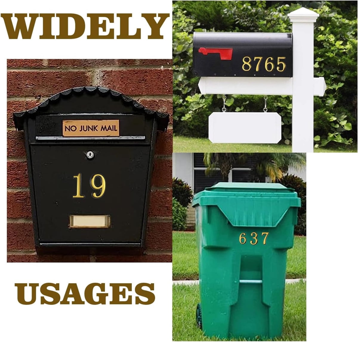 Tutuviw 20 Pcs Mail Box Numbers for Mailbox Outside,3D Gold Mailbox Numbers Stickers,0-9 Self-Adhesive Mailbox Numbers,2 in Door Address Number Signs,House Address Numbers for Apartment Office Cars - Image 4
