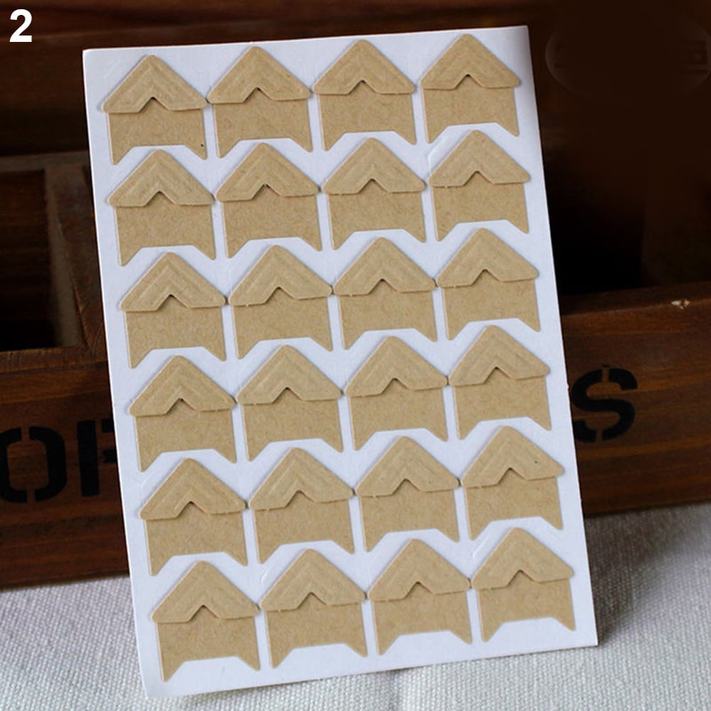 opvise 120Pcs Self-Adhesive Photo Frame Corner Sticker Craft Scrapbook Album Decor Silver Black - Image 3