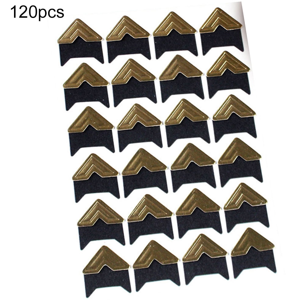 opvise 120Pcs Self-Adhesive Photo Frame Corner Sticker Craft Scrapbook Album Decor Silver Gold - Image 2