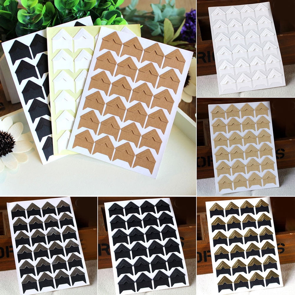 opvise 120Pcs Self-Adhesive Photo Frame Corner Sticker Craft Scrapbook Album Decor Silver - Image 1