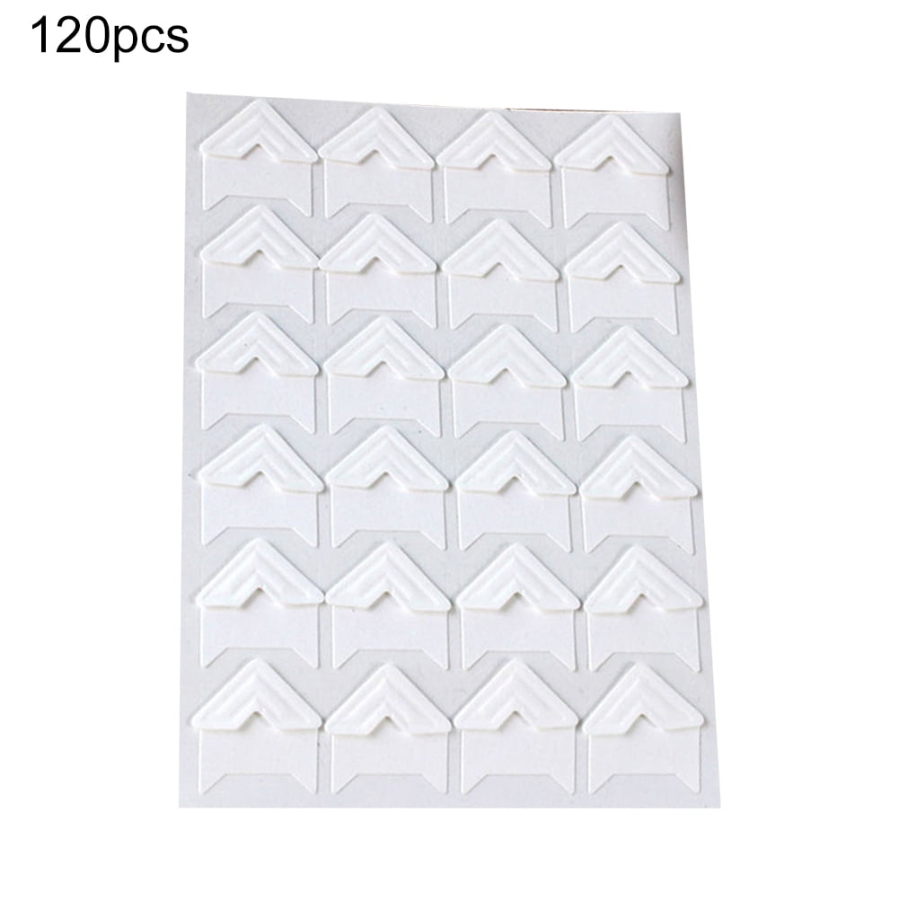 opvise 120Pcs Self-Adhesive Photo Frame Corner Sticker Craft Scrapbook Album Decor Silver White - Image 2