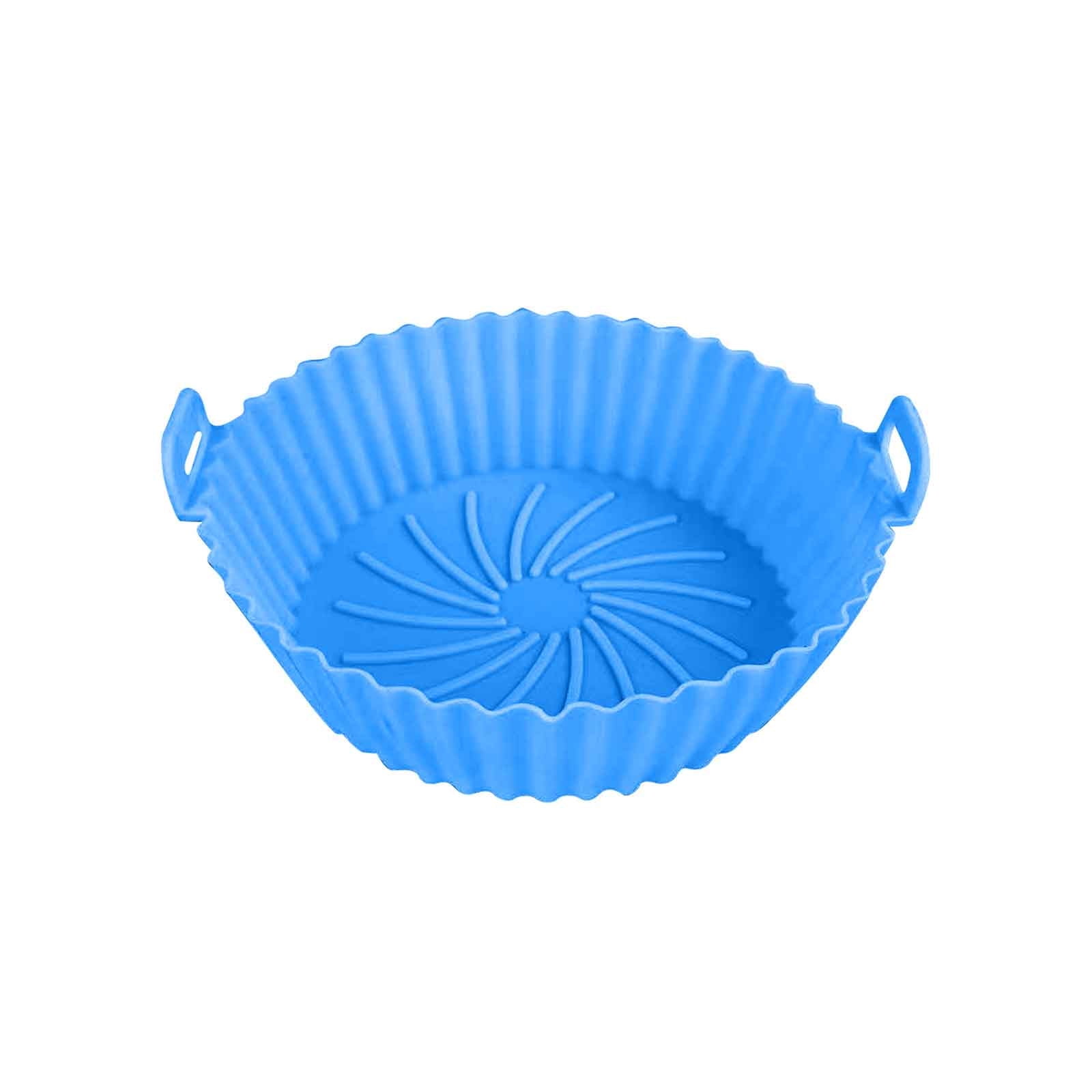 Air Fryer Silicone Liners, Air Fryer Silicone Baking Tray, Mini Air Fryer Tray, Round Small Air Fryer Liners, Silicone Reusable Airfryer Liners Accessories, Fryer Pot Baking Pan Blue - Image 2