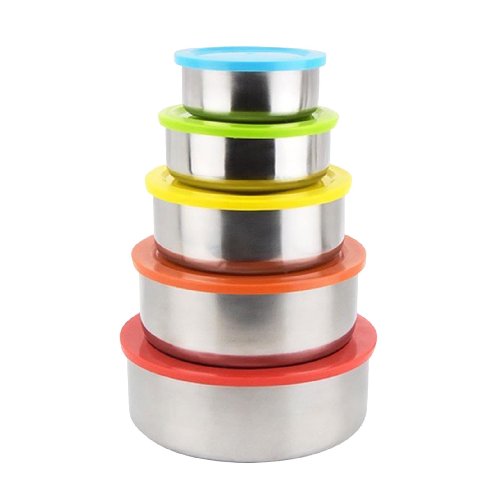 5PC Stainless Steel Food Containers with Silicone Lids,Kitchen Food Storage Containers,Nesting Lunch Box Set,for Meal Prep,Office,Travel,Microwave Safe,Rustproof Multicolor - Image 2