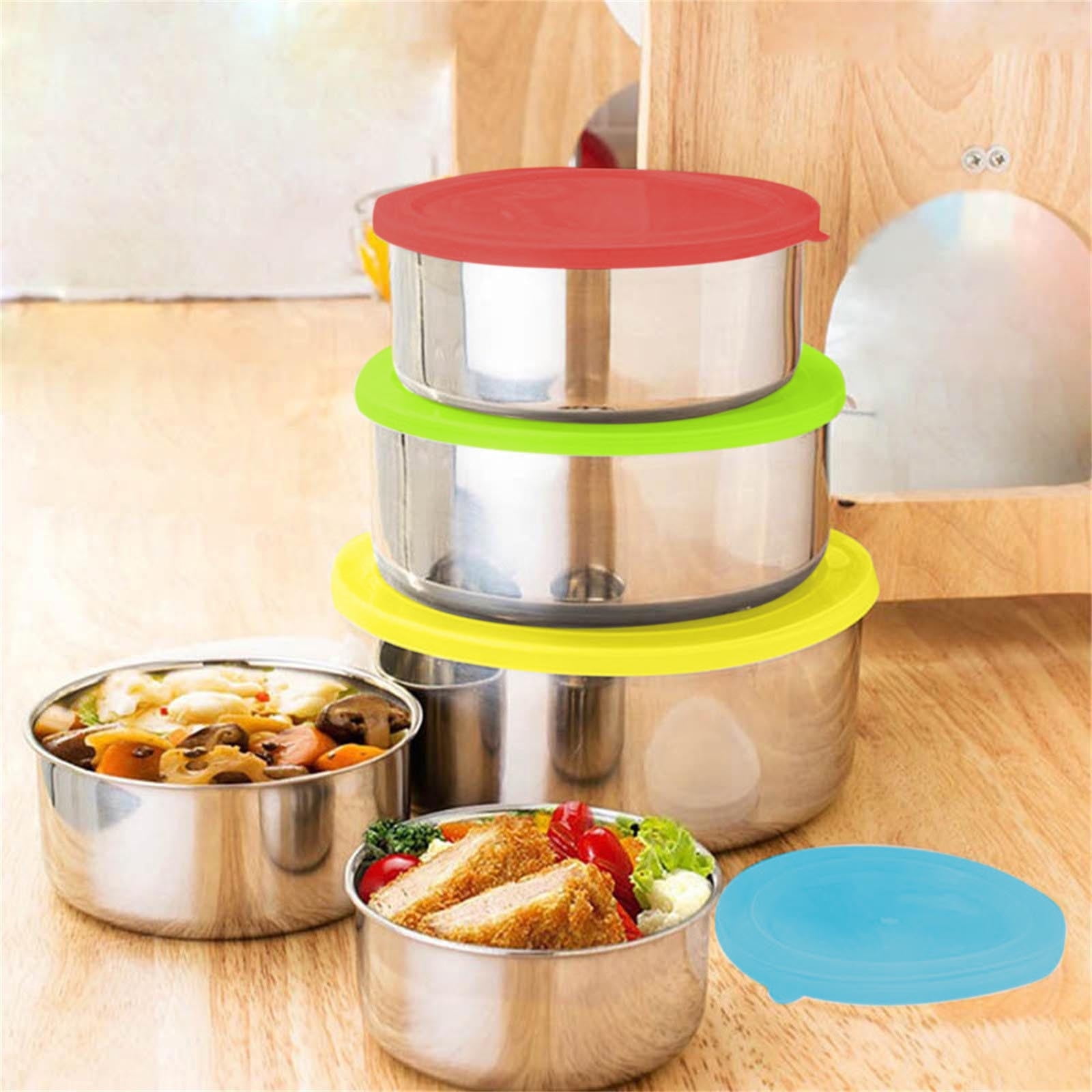 5PC Stainless Steel Food Containers with Silicone Lids,Kitchen Food Storage Containers,Nesting Lunch Box Set,for Meal Prep,Office,Travel,Microwave Safe,Rustproof Multicolor - Image 6