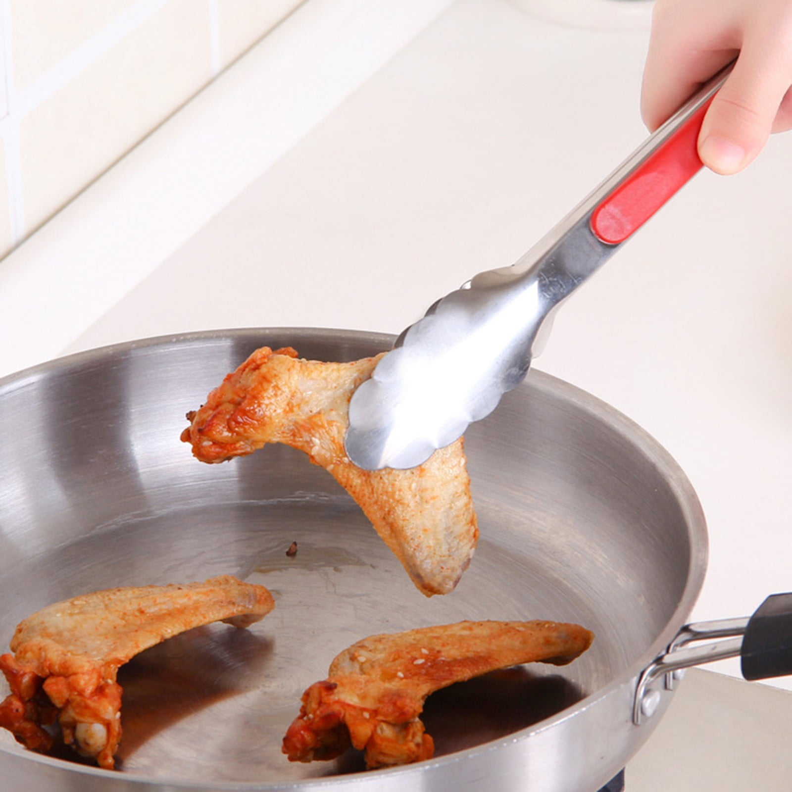 12-Inch Stainless Steel Kitchen Tongs with Locking Ring - Heavy Duty BBQ Grill Tongs for Cooking, Flipping Burgers, Serving Salad - Non-Slip Rubber Handle, Dishwasher Safe 14*1.57 - Image 3