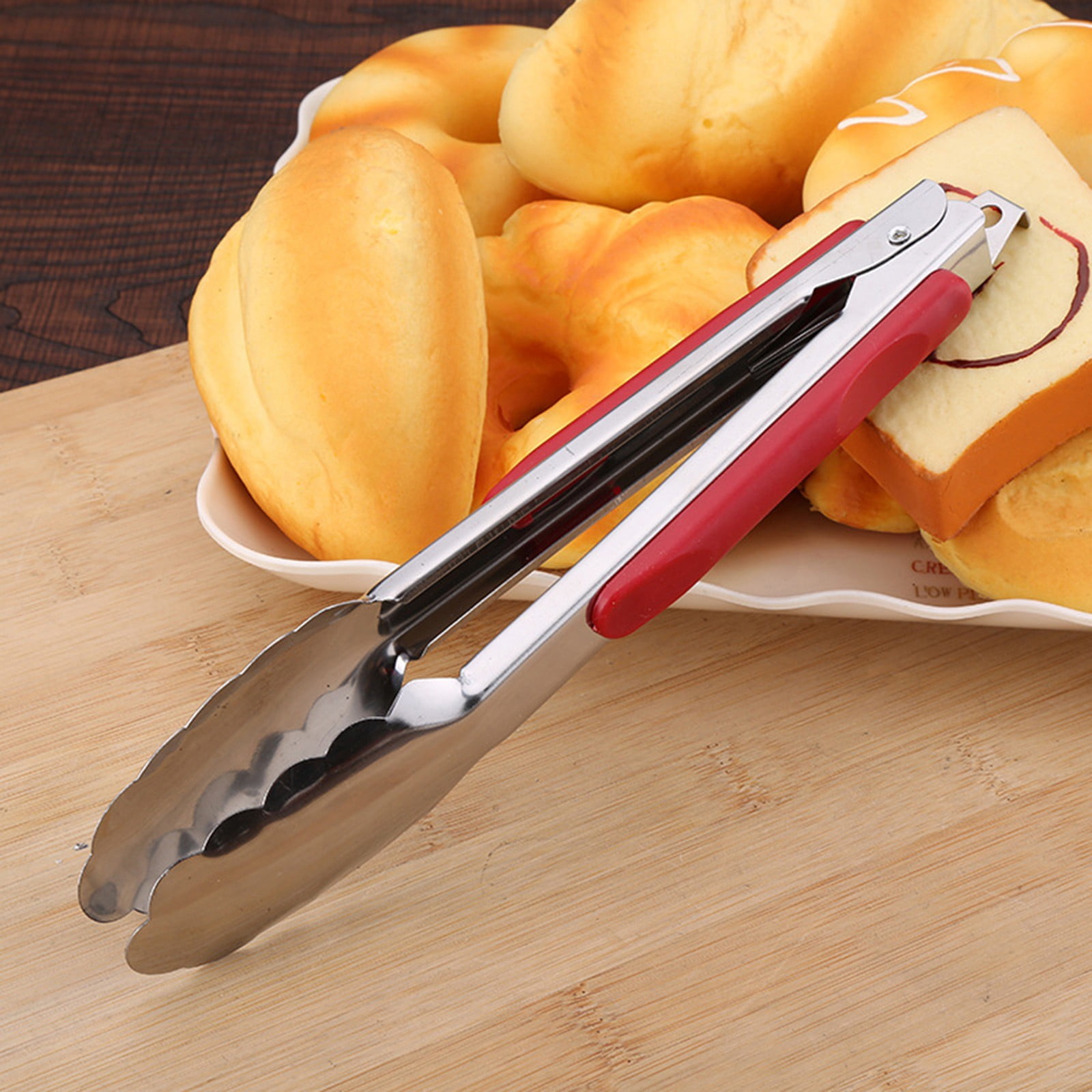 12-Inch Stainless Steel Kitchen Tongs with Locking Ring - Heavy Duty BBQ Grill Tongs for Cooking, Flipping Burgers, Serving Salad - Non-Slip Rubber Handle, Dishwasher Safe 14*1.57 - Image 4