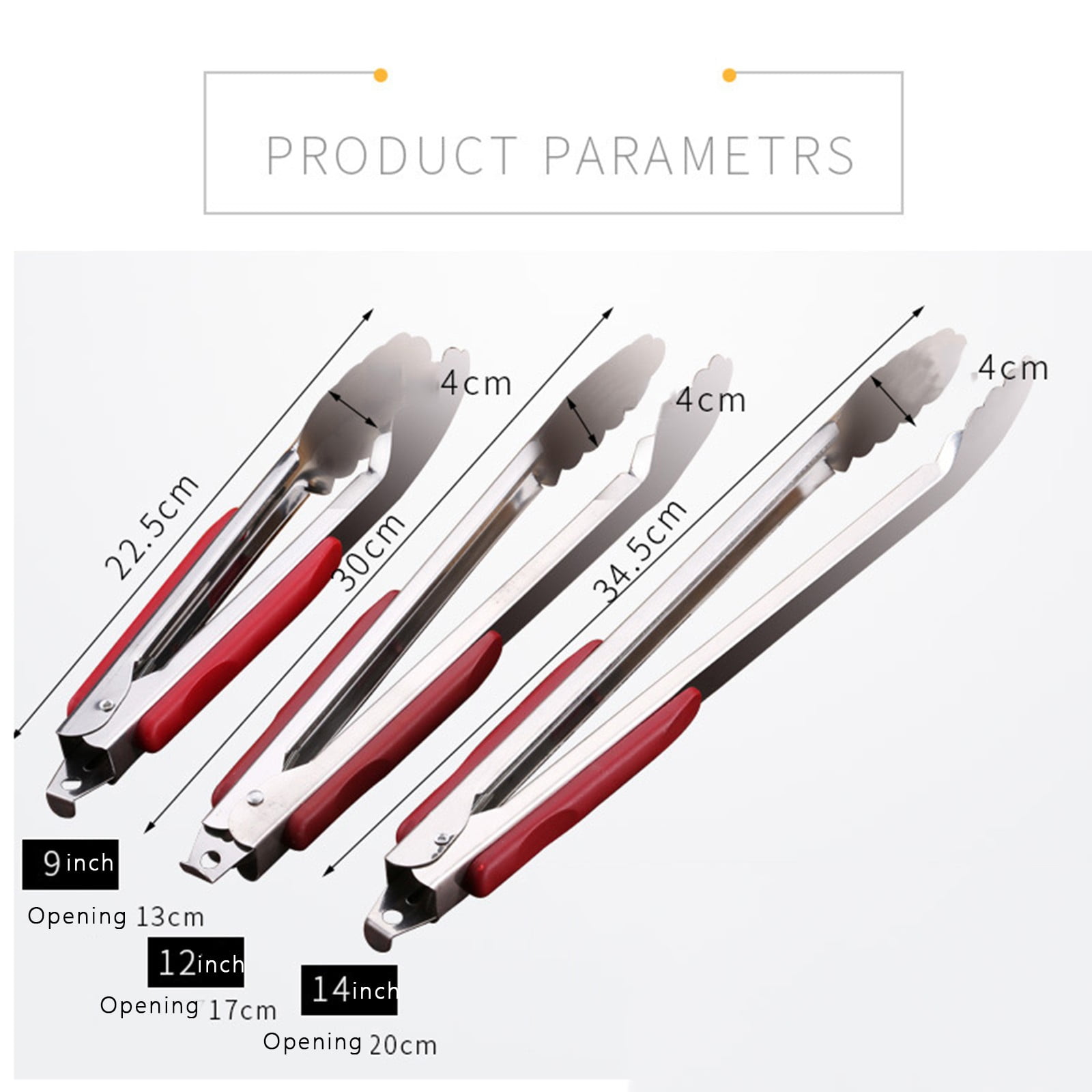 12-Inch Stainless Steel Kitchen Tongs with Locking Ring - Heavy Duty BBQ Grill Tongs for Cooking, Flipping Burgers, Serving Salad - Non-Slip Rubber Handle, Dishwasher Safe 14*1.57 - Image 7