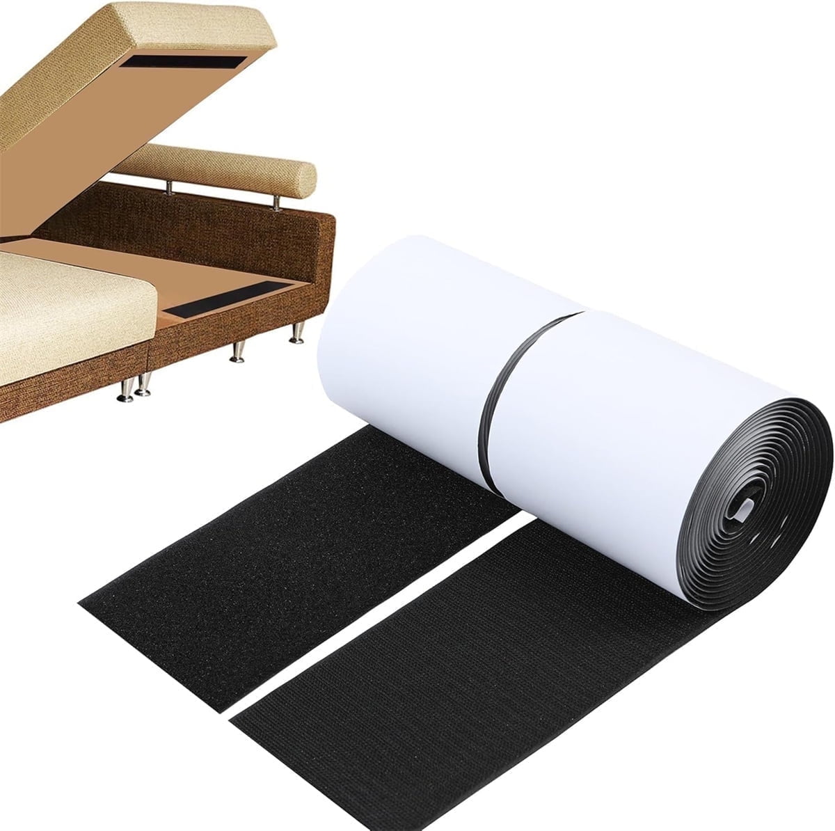 Heavy Duty Hook and Loop Tape Adhesive,Tutuviw 4'×6.5 Feet Double Sided Hook Loop Rolls,Couch Cushion Grip,Sticky Straps,Wall Hanging Strips,Keep Couch Cushions from Sliding or Blowing - Image 1