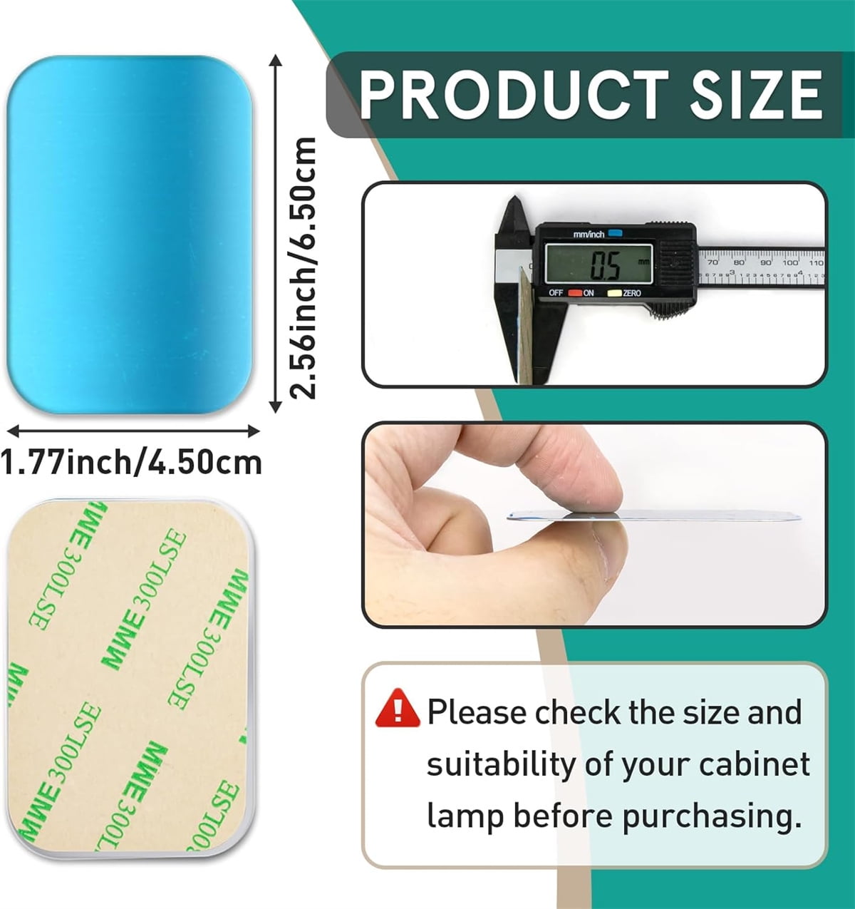 Under Cabinet Lights Magnetic Stickys,Tutuviw 12 Pcs Replacement Magnetic Strips with Adhesive Backing for Cabinet Lighting,Iron Sheet Sticky Adhesive Metal Plates for Magnetic Mounts - Image 2